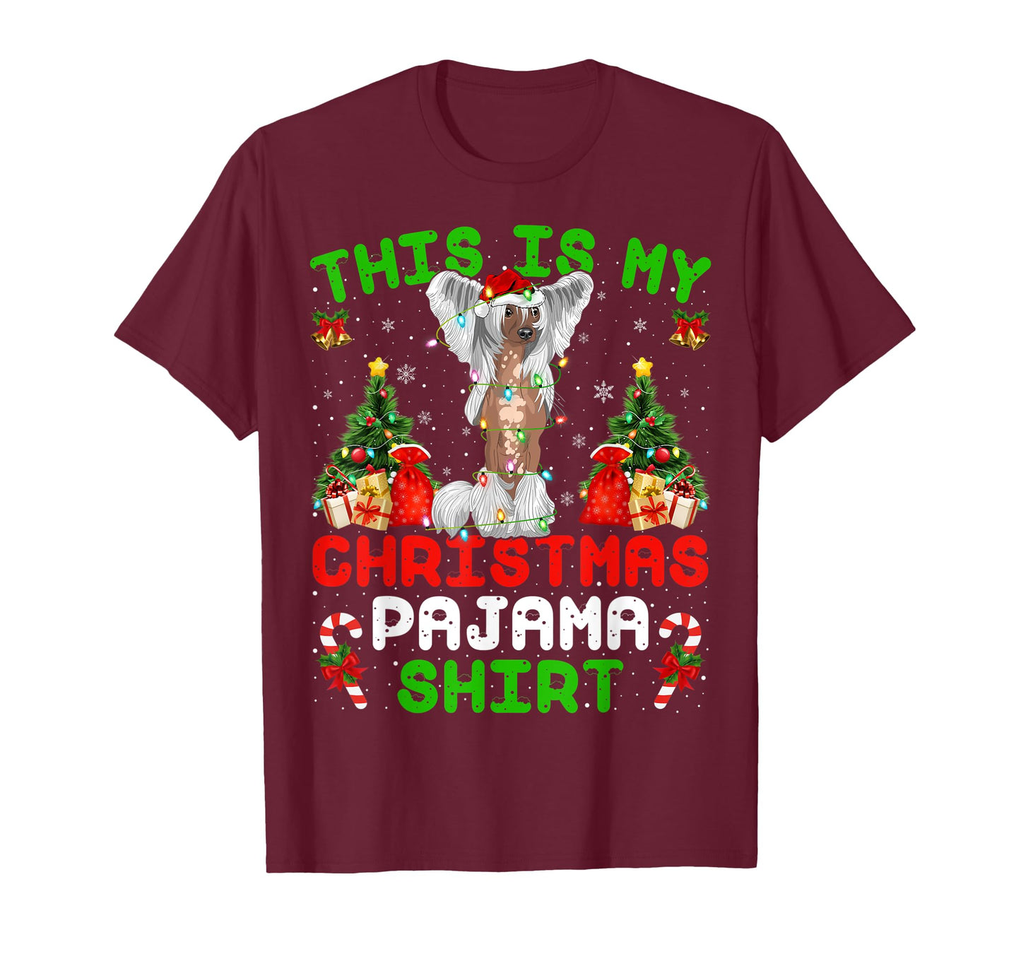 This Is My Christmas Pajama Shirt Chinese Crested Christmas T-Shirt