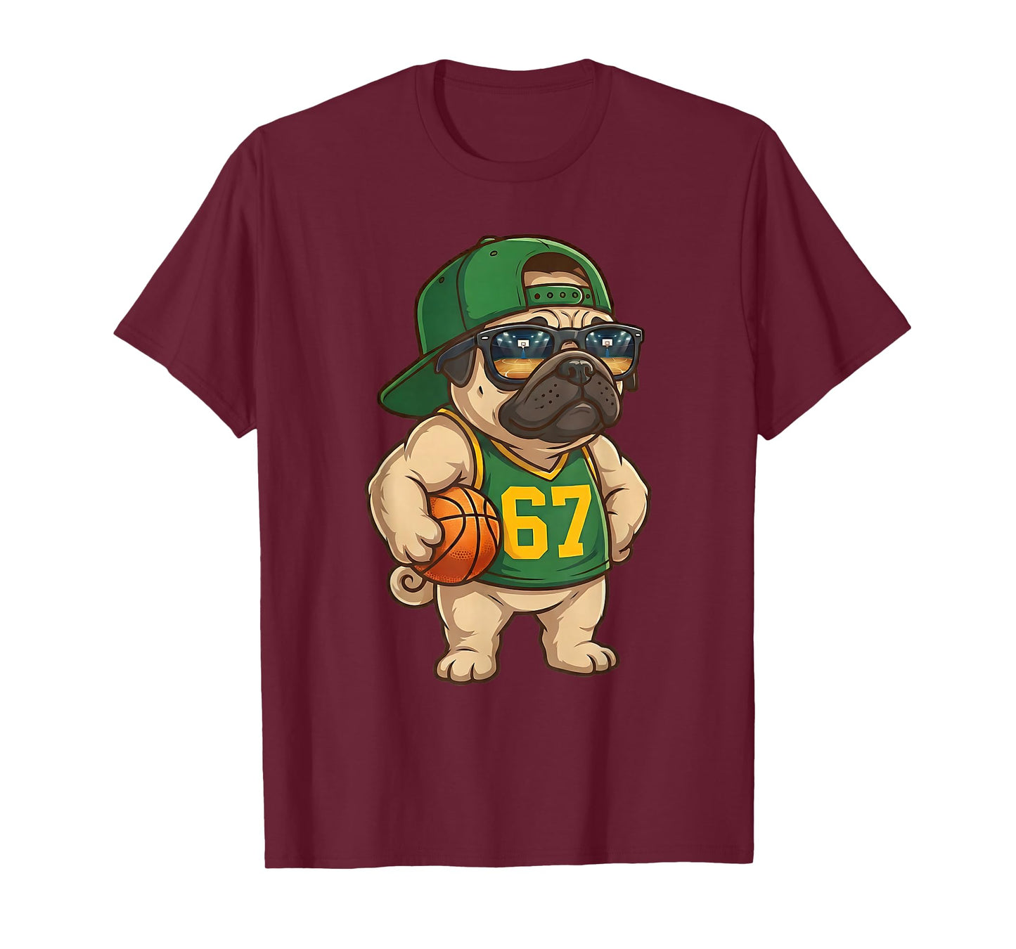 Pug Basketball Dog 67 Gen Alpha Slang Sports Men Boys Kids T-Shirt