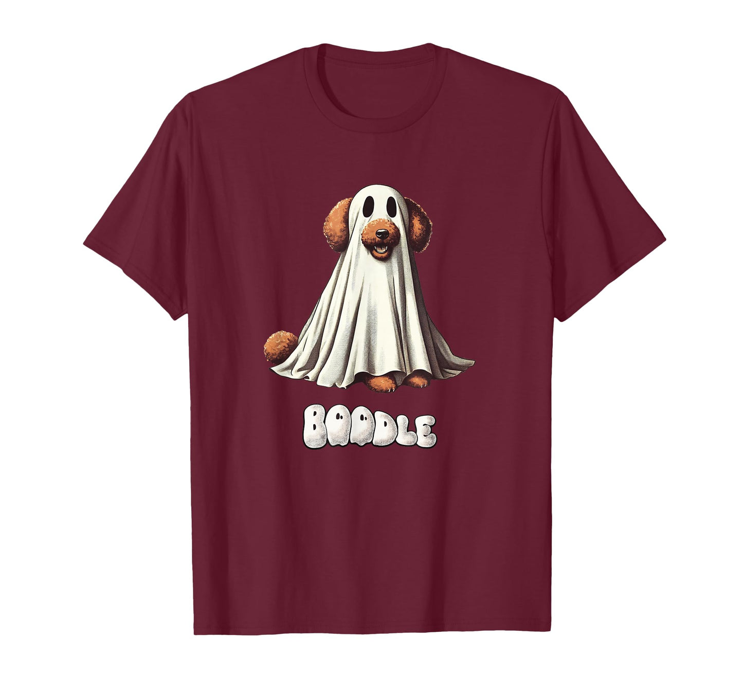Funny Boodle Brown Poodle Halloween Ghost, Spooky Dog Mom T-Shirt