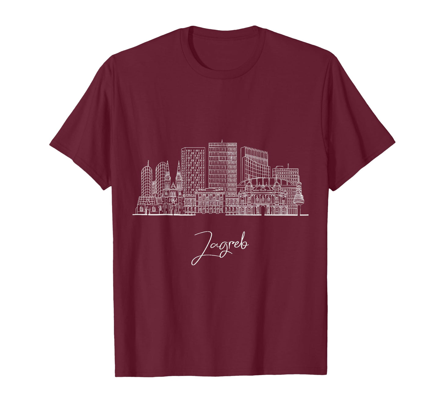 Zagreb Croatia Skyline Travel Souvenirs Black Cityscape T-Shirt