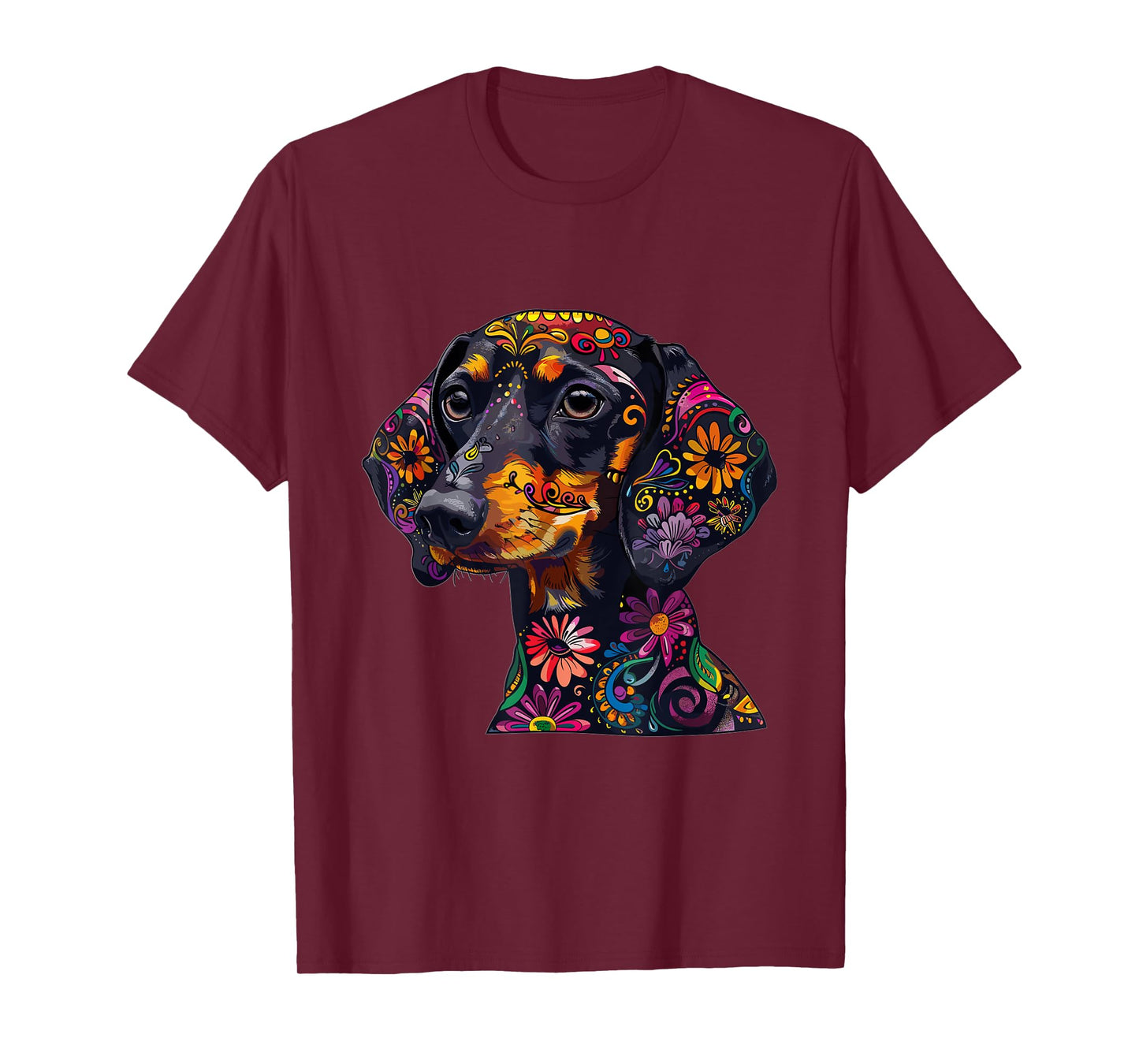 Dachshund Sugar Skull Dia De Los Muertos Graphic T-Shirt