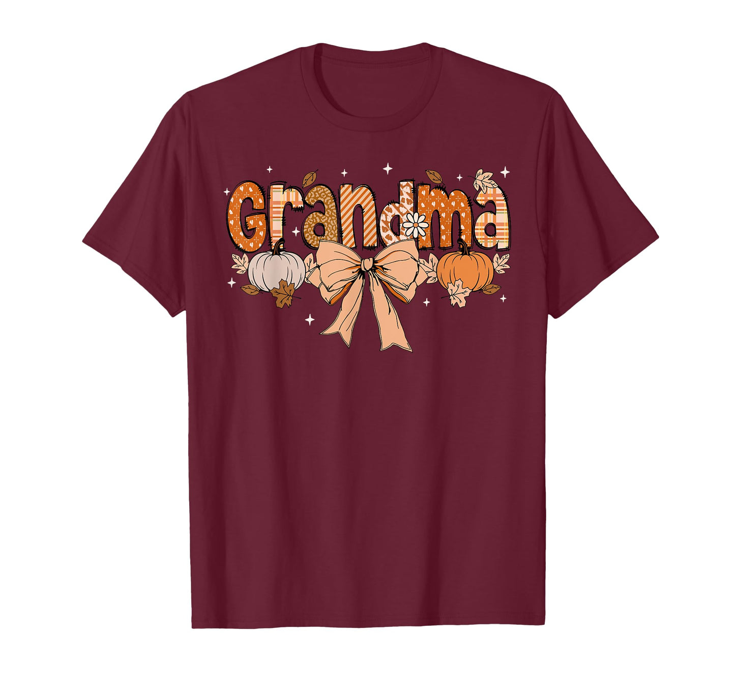 Grandma Pumpkin Fall Coquette Bow Thanksgiving Mom Women T-Shirt