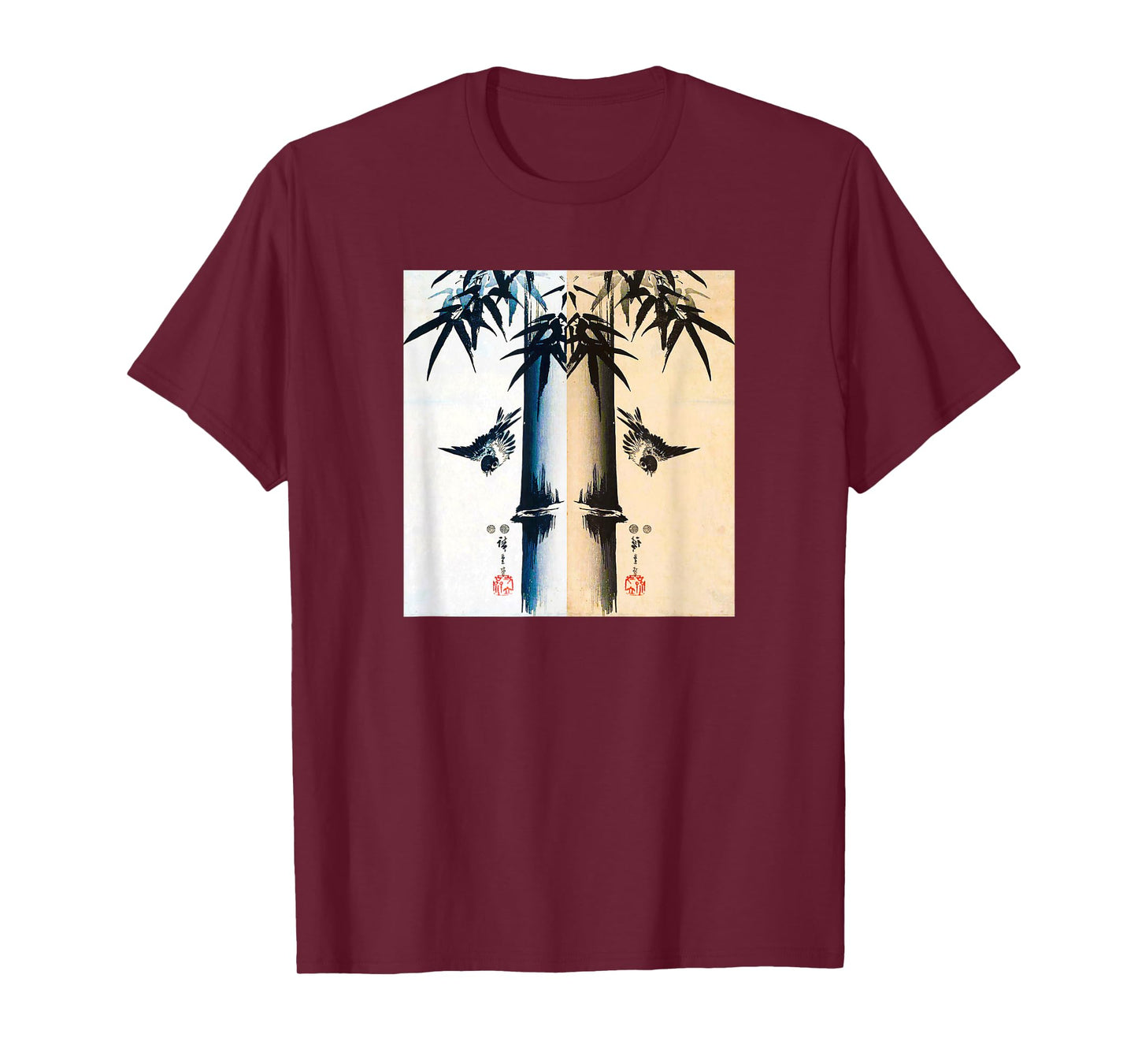 Japanese Bird and Bamboo Ancient Japanese Art Design T-Shirt