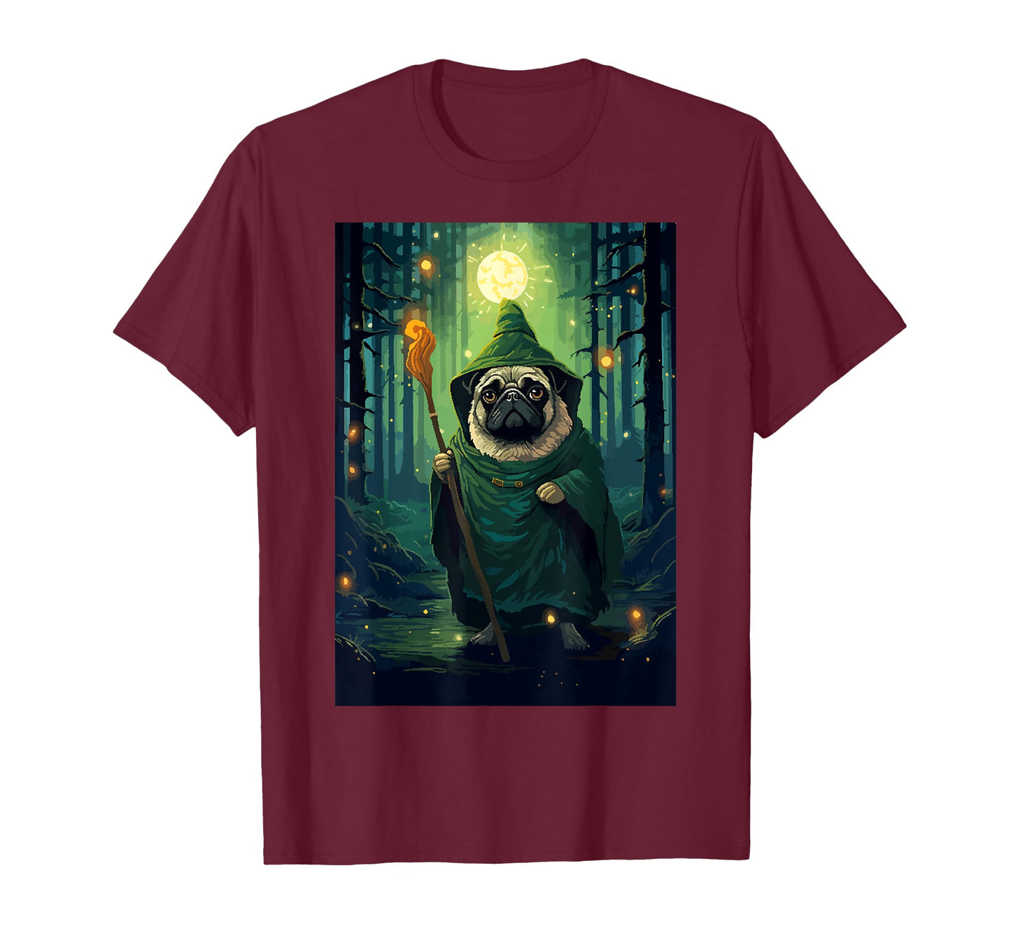 Pug Wizard Cute Funny Dog Pixel Art T-Shirt for Men Women Kids