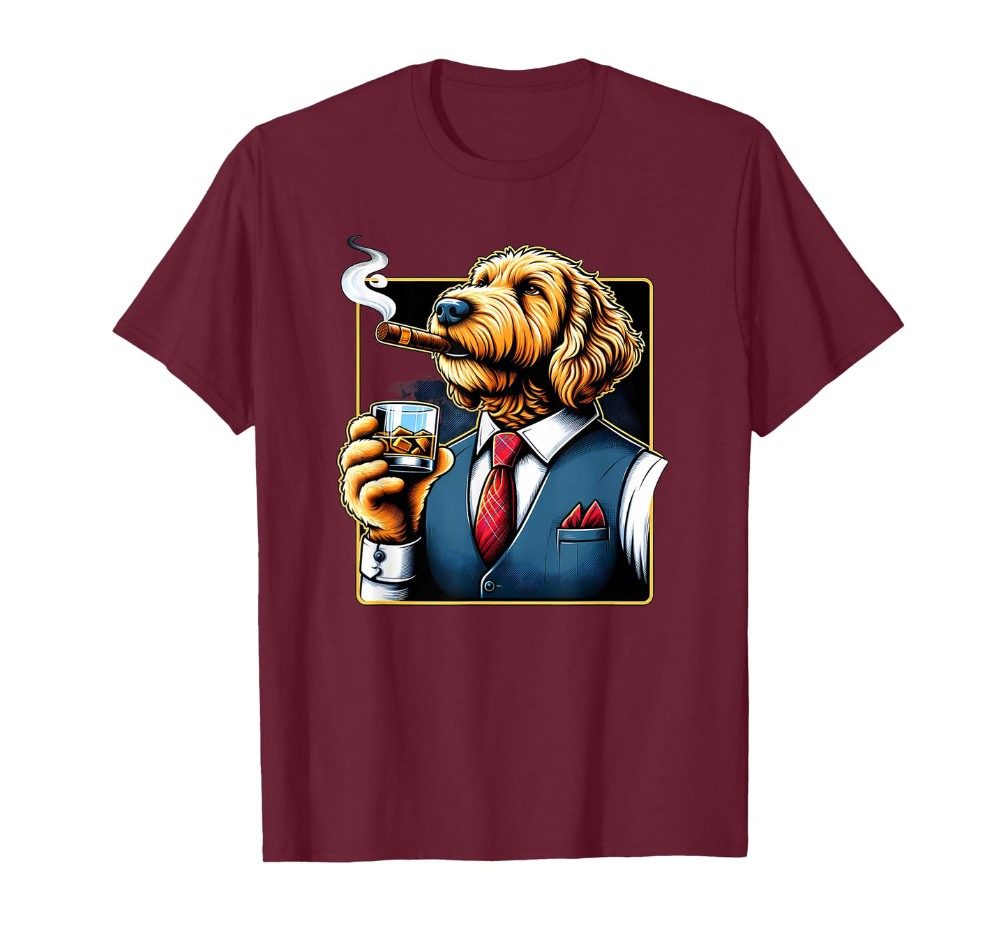 Labradoodle Dog Cigar And Whiskey T-Shirt