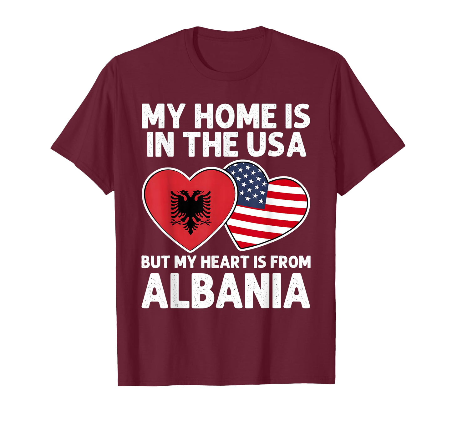 My Home USA My Heart Albania Albanian American Pride Flag T-Shirt