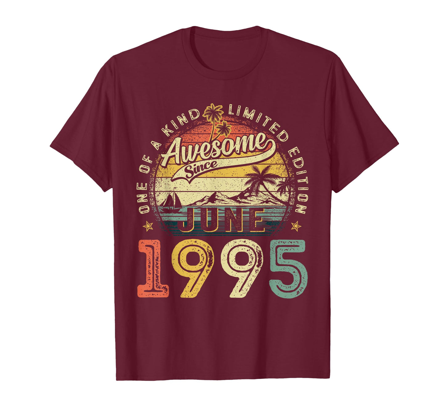 Awesome Since June 1995 Vintage Retro 30th Birthday Men Boys T-Shirt