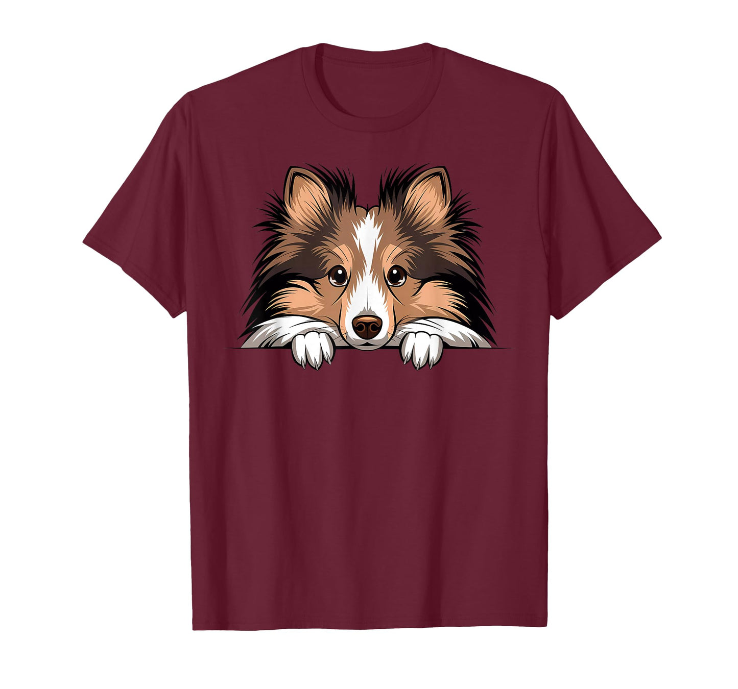 Shetland Sheepdog Cute Peeking Puppy Funny Sheltie Dog Lover T-Shirt