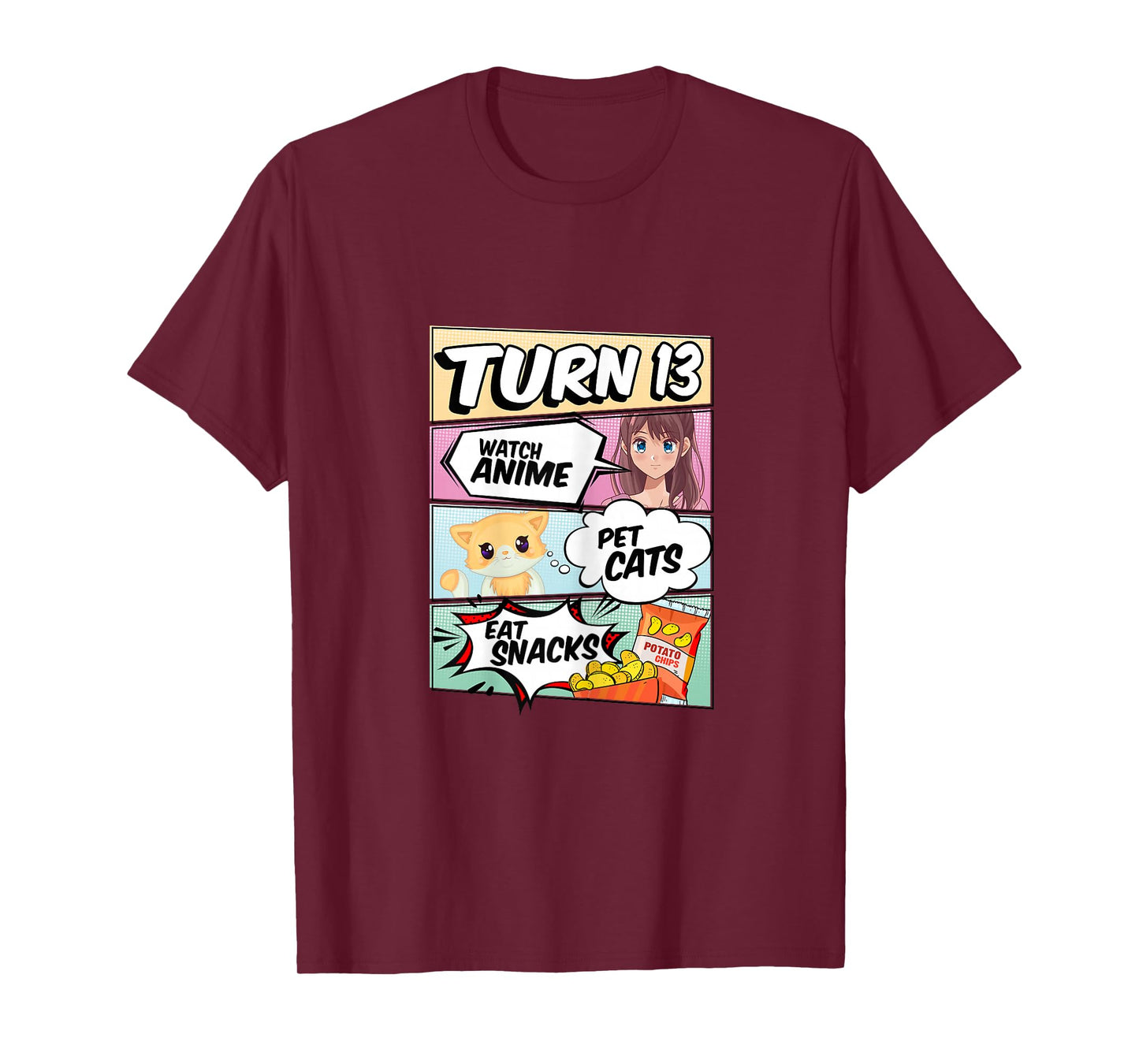 13th Birthday Anime Girl turns 13 pet cats watch anime T-Shirt
