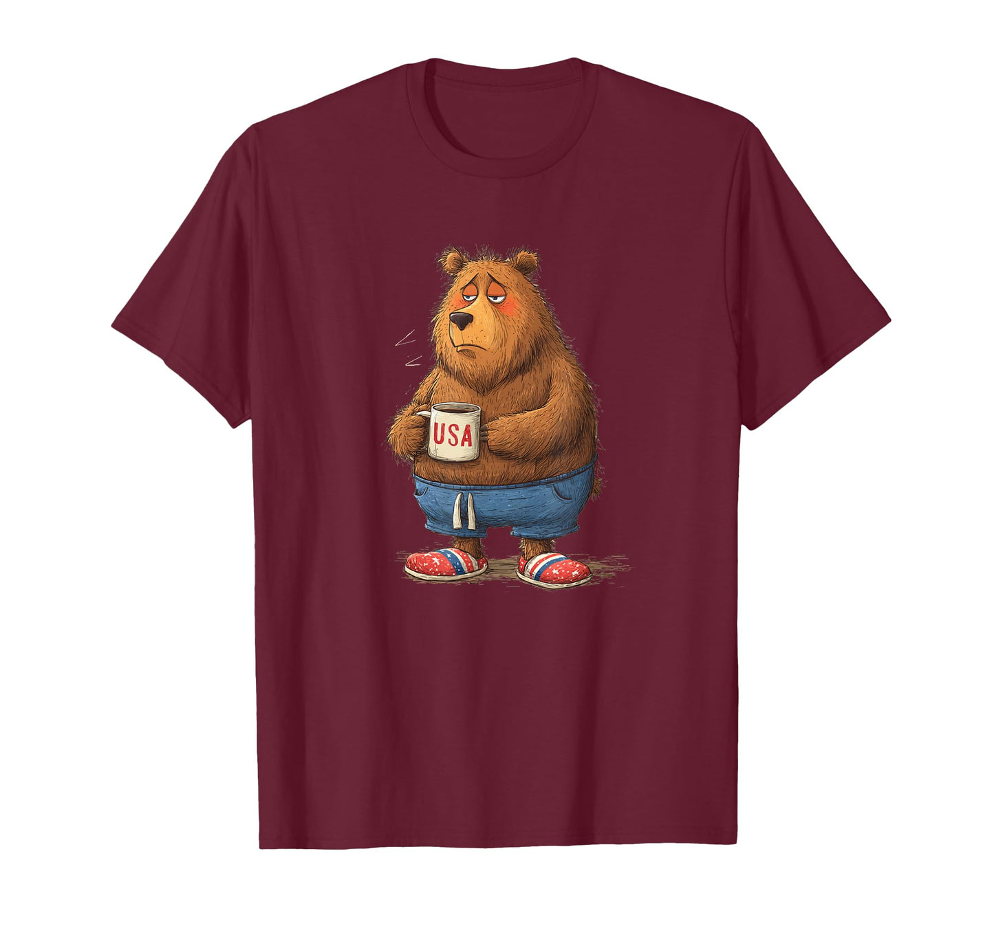 Amazing Bear with US Mug for a Cool Morning Look T-Shirt