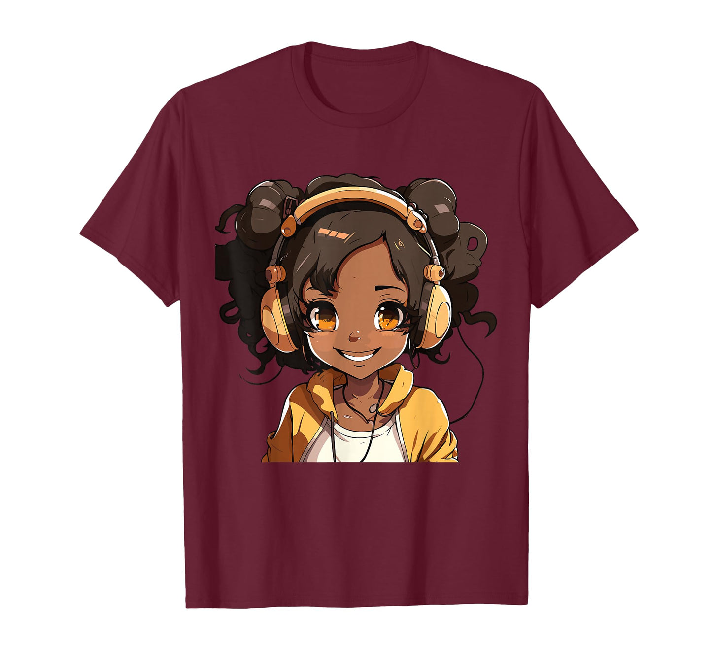 Anime and Music Black Girl Anime Merch Afro African American T-Shirt
