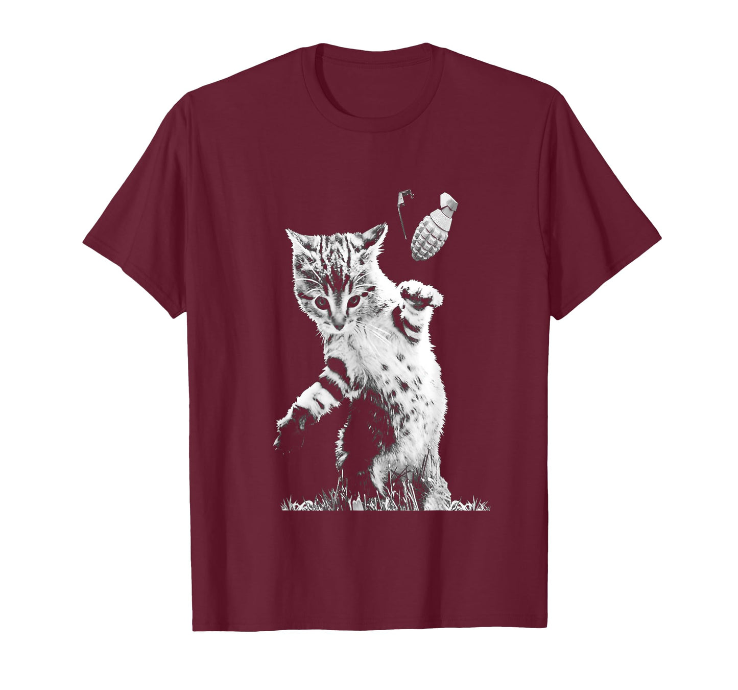 Cat Throwing Grenade Funny Kitty Cat Grenade Scene Cat Lover T-Shirt