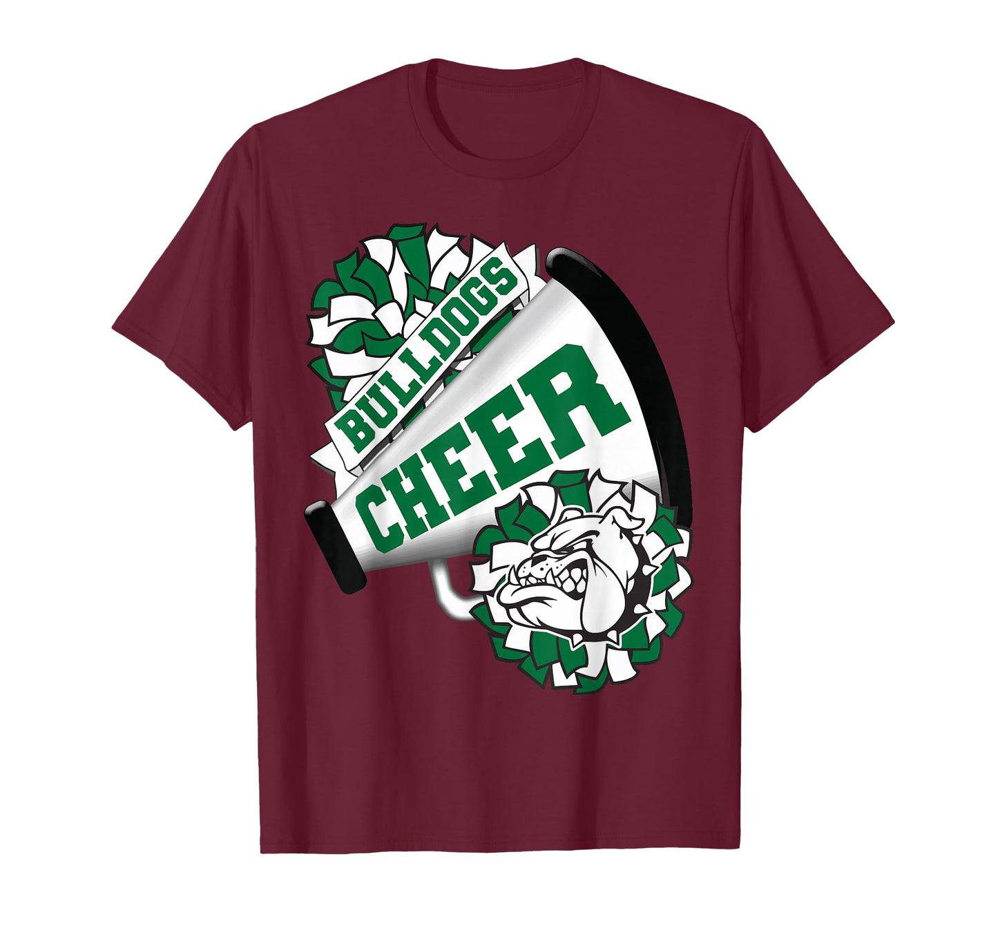 Bulldogs Cheerleading Back to School Cheer Team Spirit Green T-Shirt