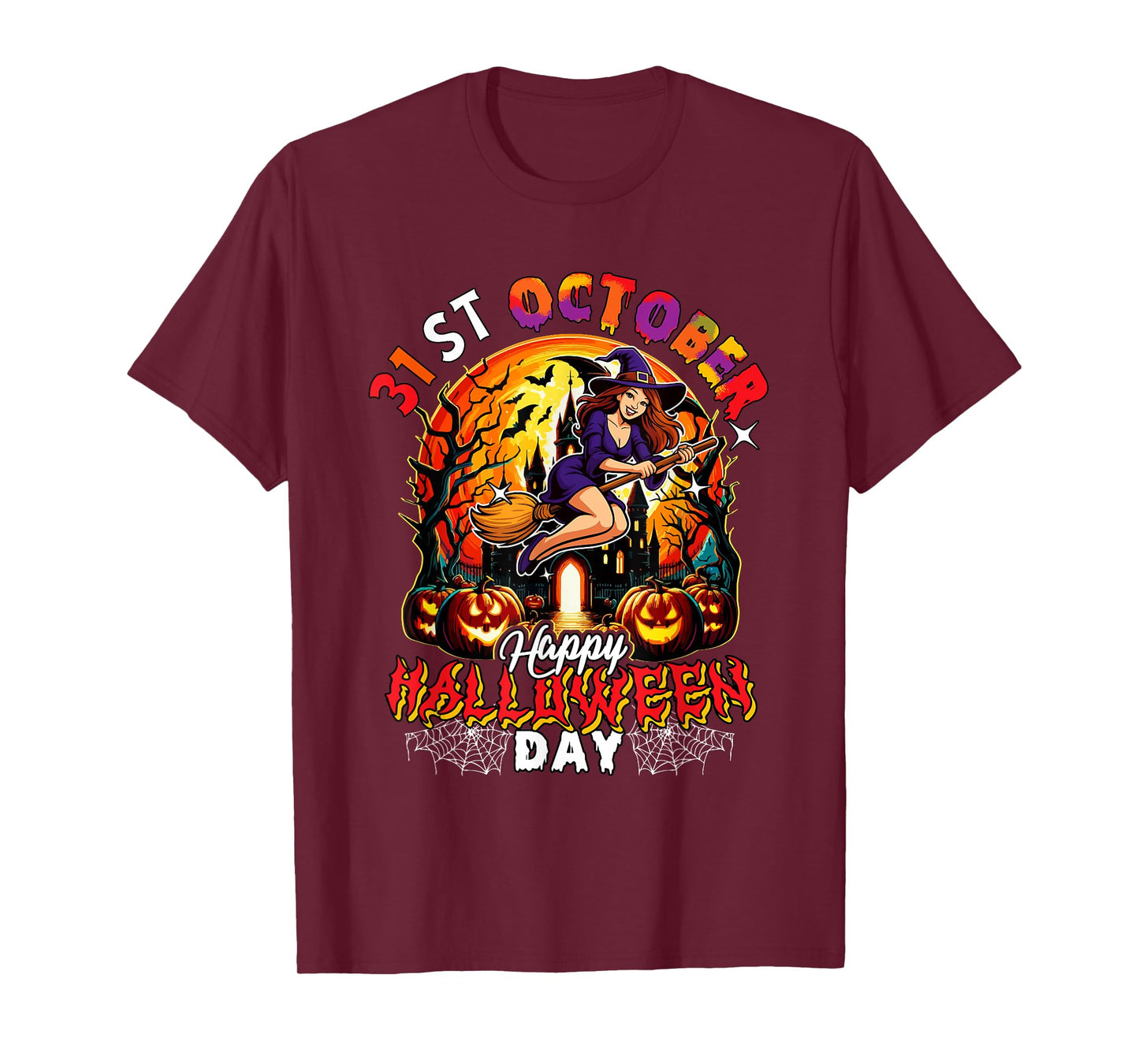 31st October Happy Halloween Day Horror Moon Costume Witch T-Shirt