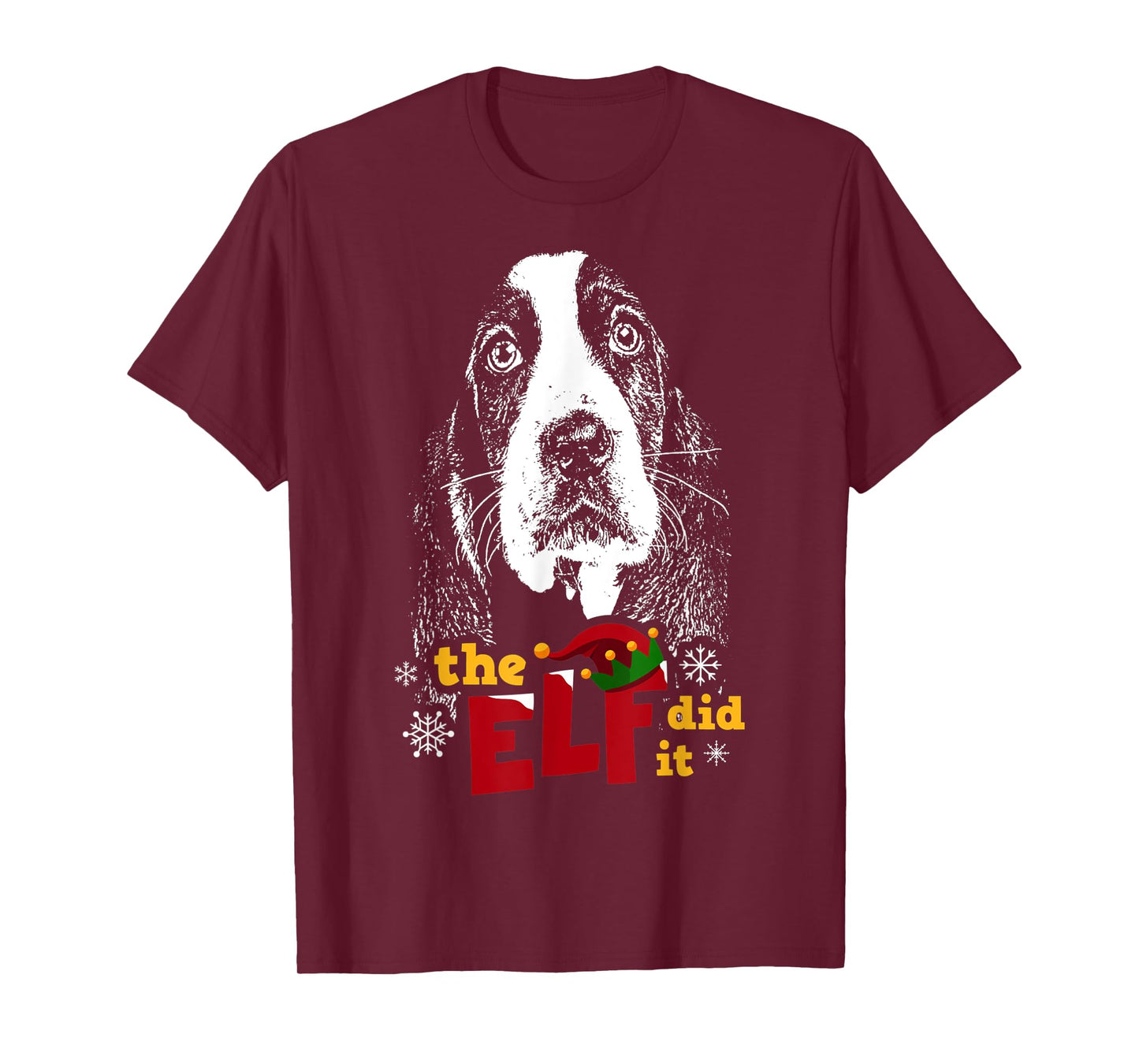 Elf Did it Funny Basset Hound Christmas T-Shirt