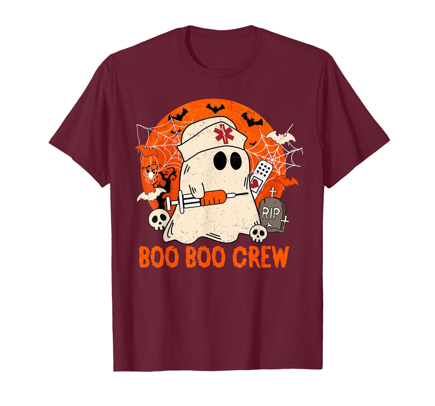Funny Ghost Boo Boo Crew Halloween Nurse Nursing Girl Women T-Shirt