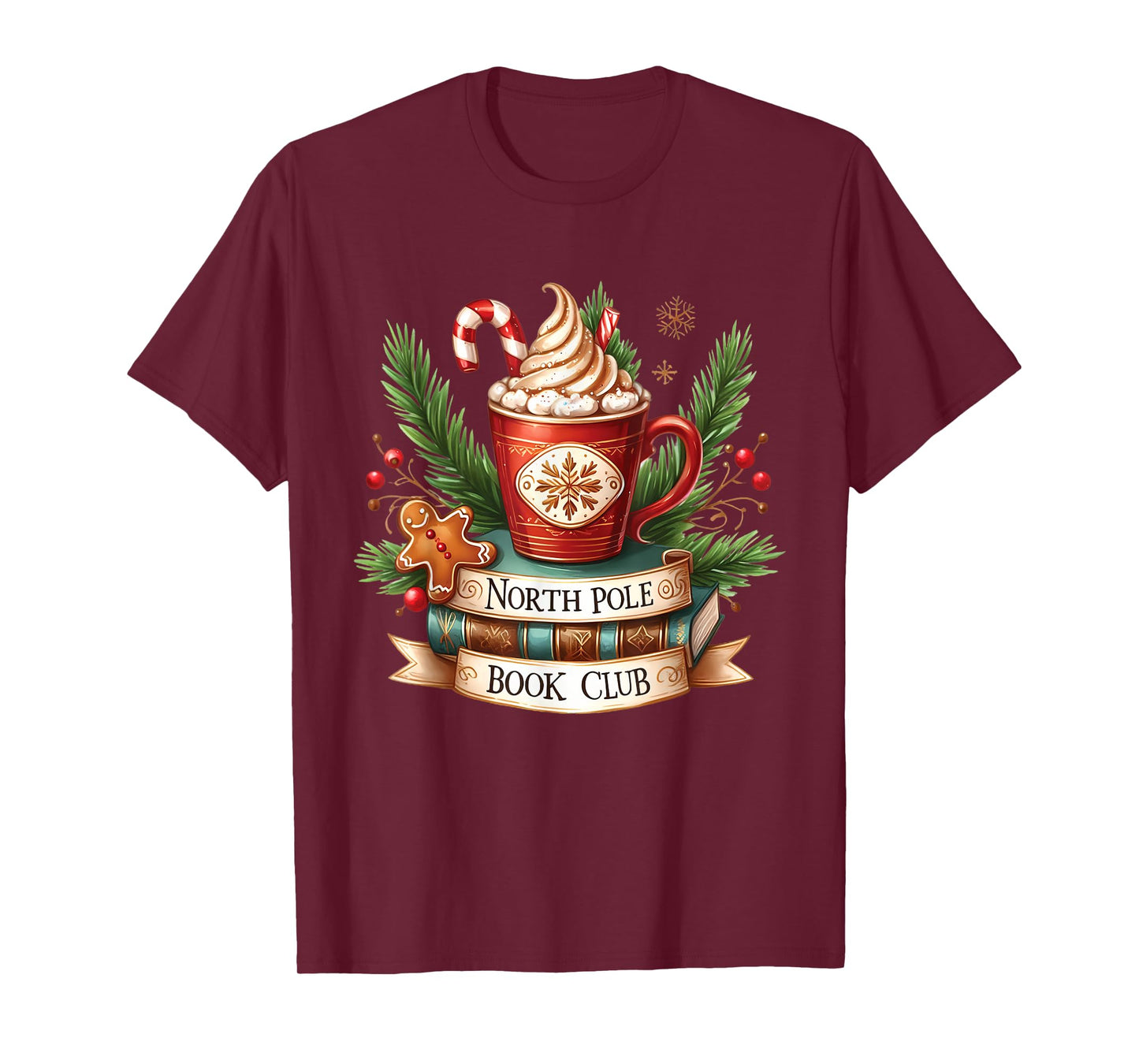 Funny North Pole Book Club Hot Cocoa Bookworm Christmas Xmas T-Shirt