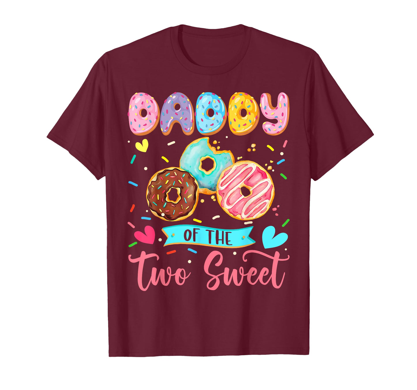 Daddy Of The Two Sweet 2Nd Birthday Girl Donut Matching T-Shirt