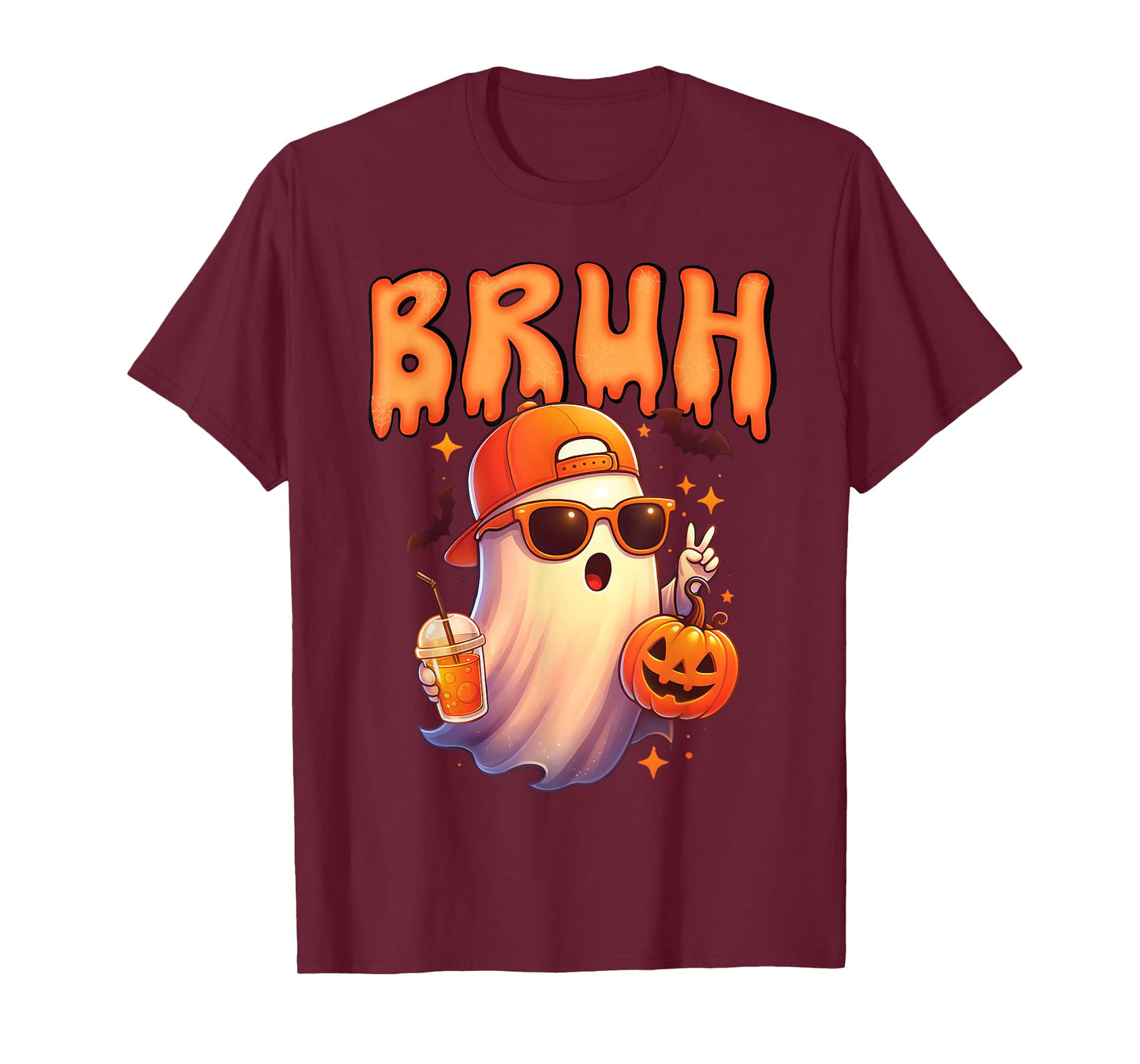 Funny Bruh Meme Spooky Cute Ghost Halloween Kids Toodlers T-Shirt