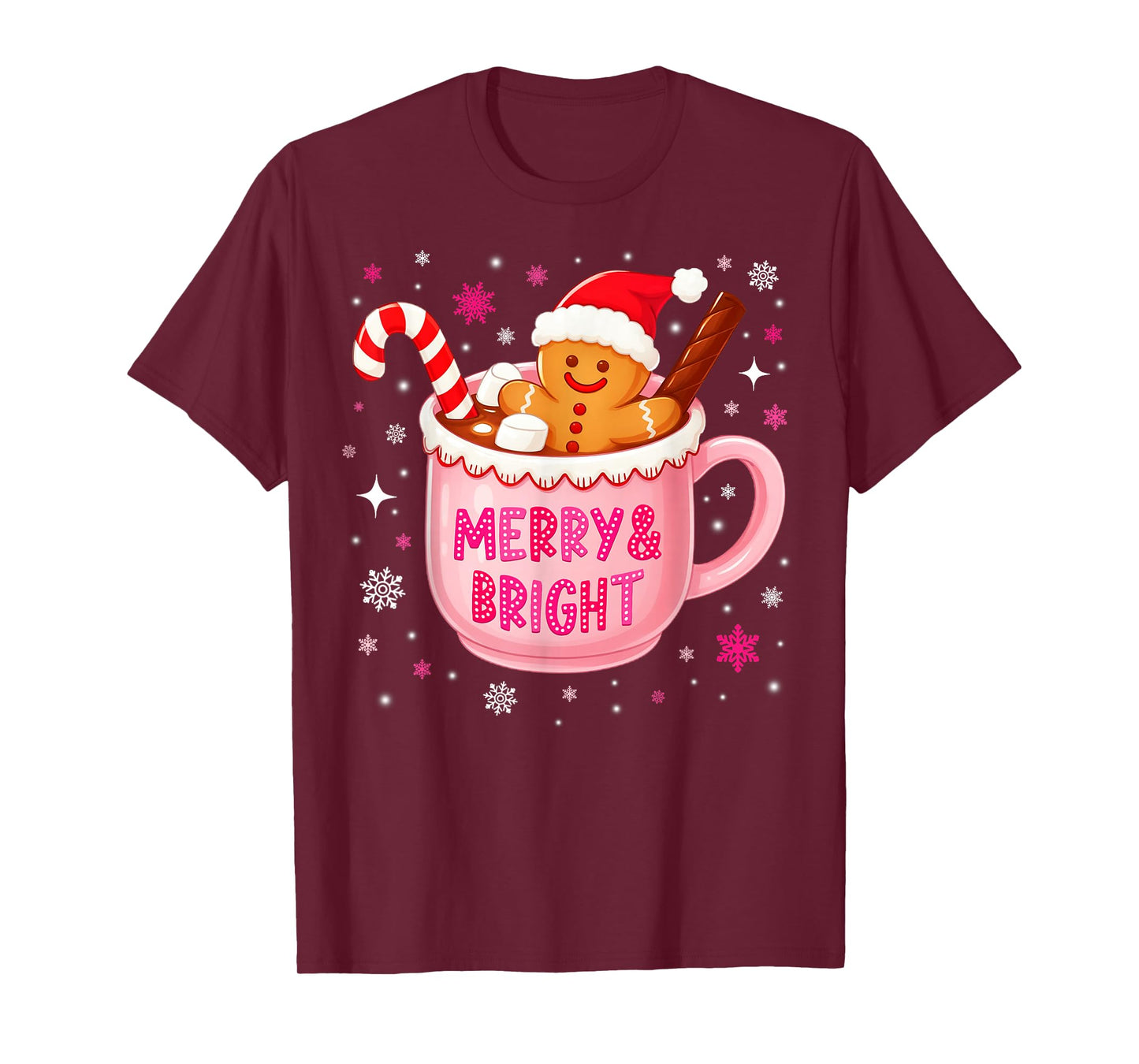 Merry and Bright Hot Cacao Gingerbread Christmas Xmas Women T-Shirt