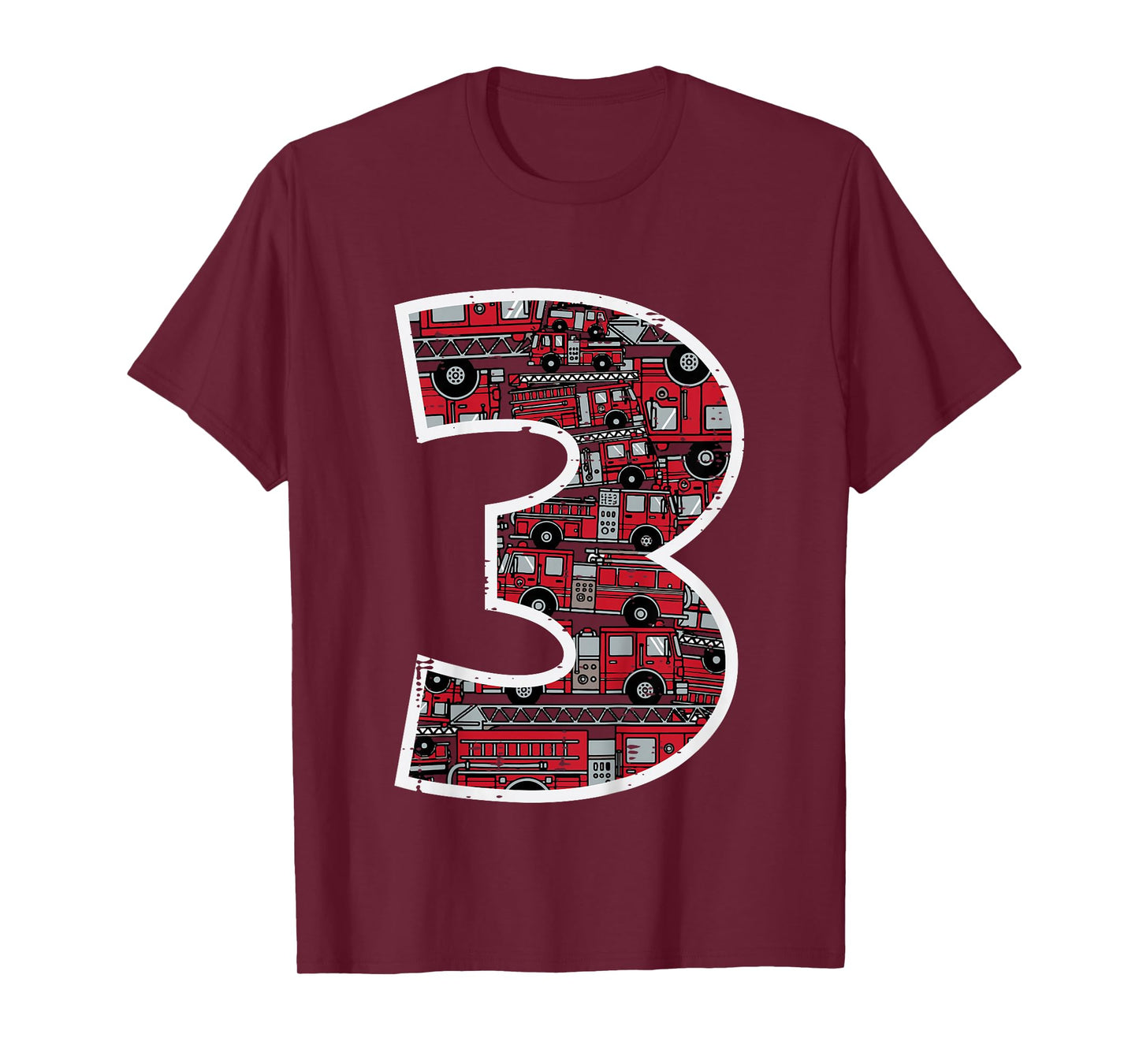 Kids 3rd Birthday 3 Firetrucks Firefighter Fireman Bday Boys Kids T-Shirt