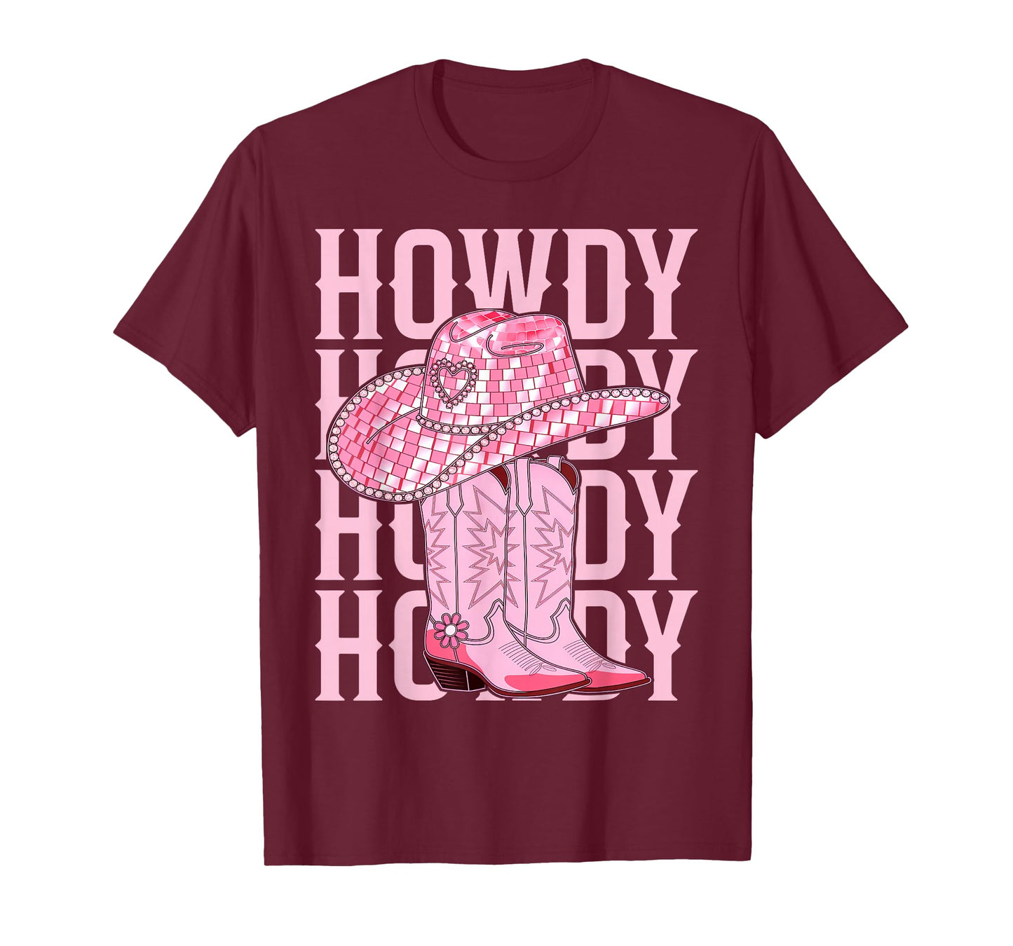 Howdy Southern Western Girl Country Rodeo Pink Cowgirl Disco T-Shirt