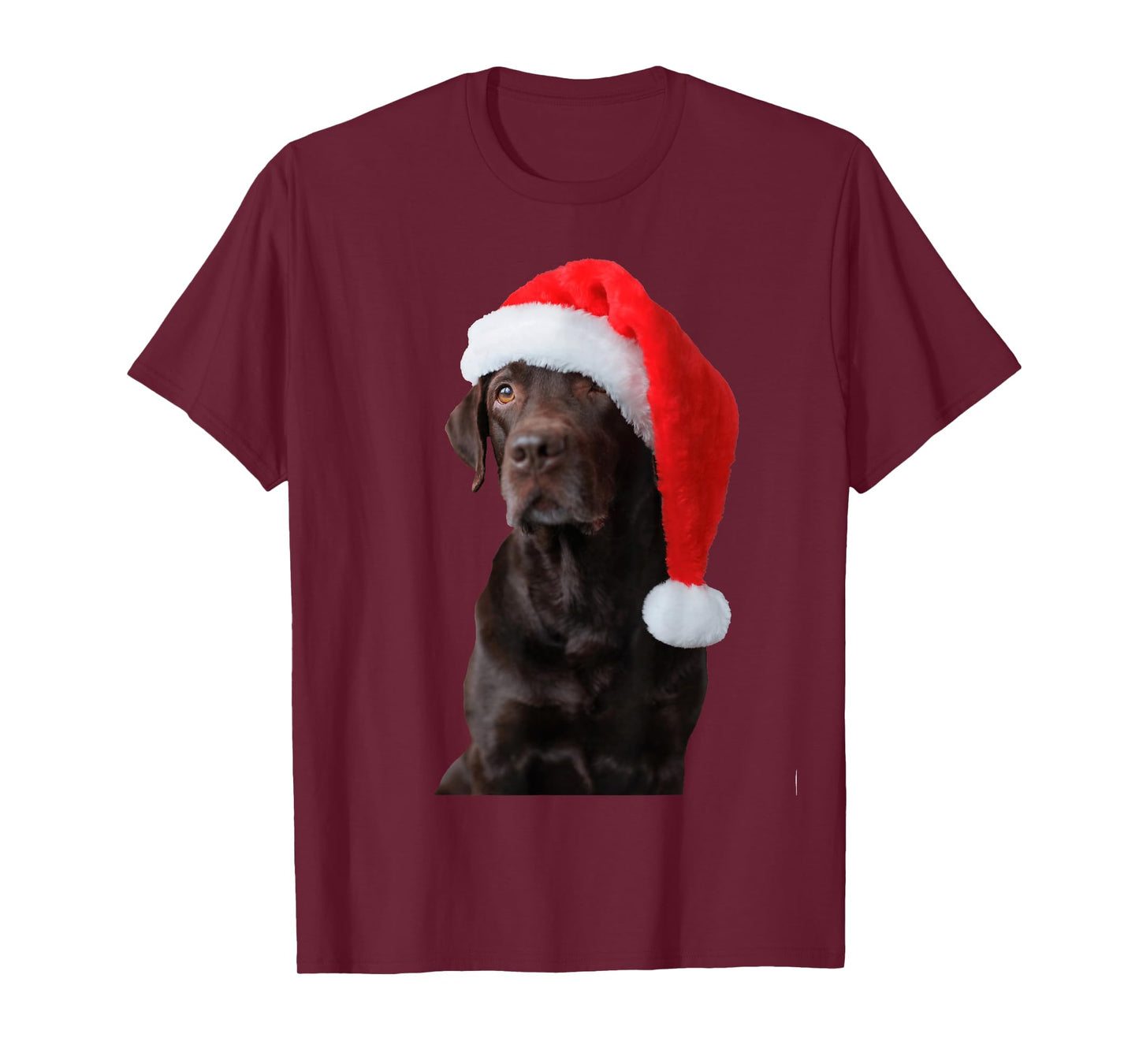 Chocolate Lab Dog Portrait Santa Hat Cute Christmas Labrador T-Shirt