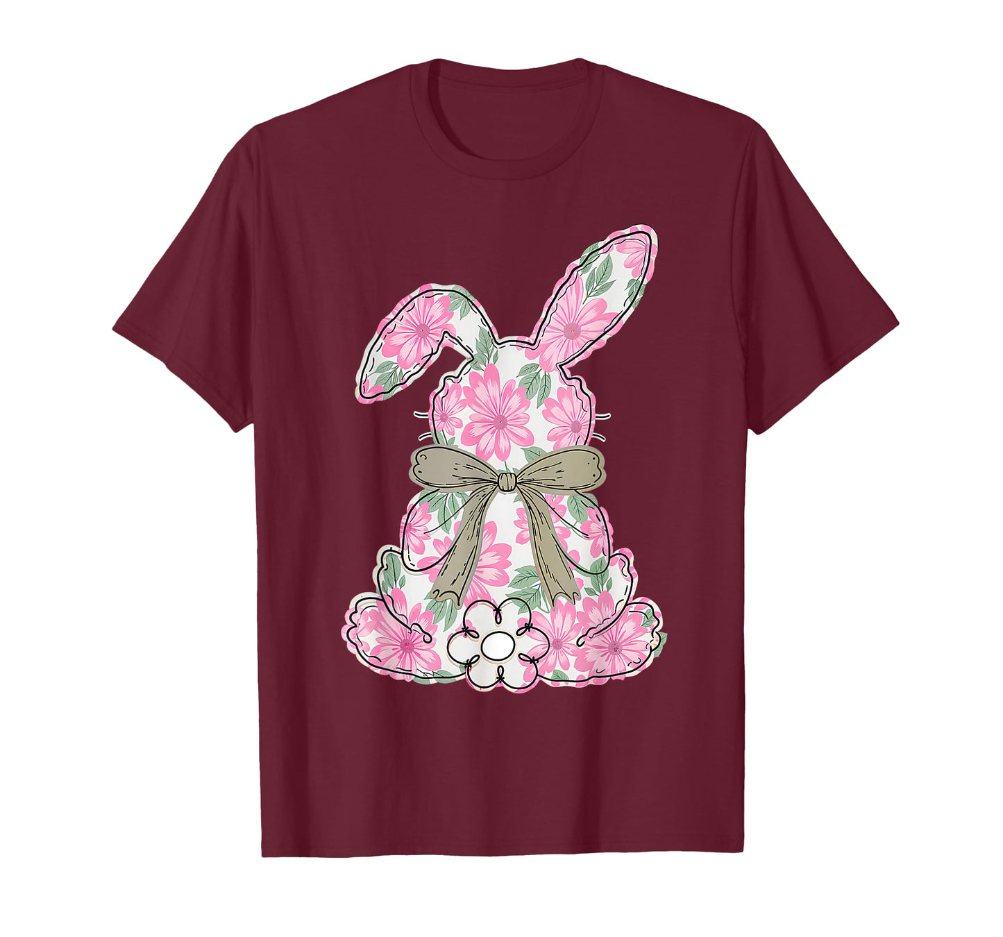Coquette Bow Easter Bunny Spring Florals Women Teen Girl T-Shirt