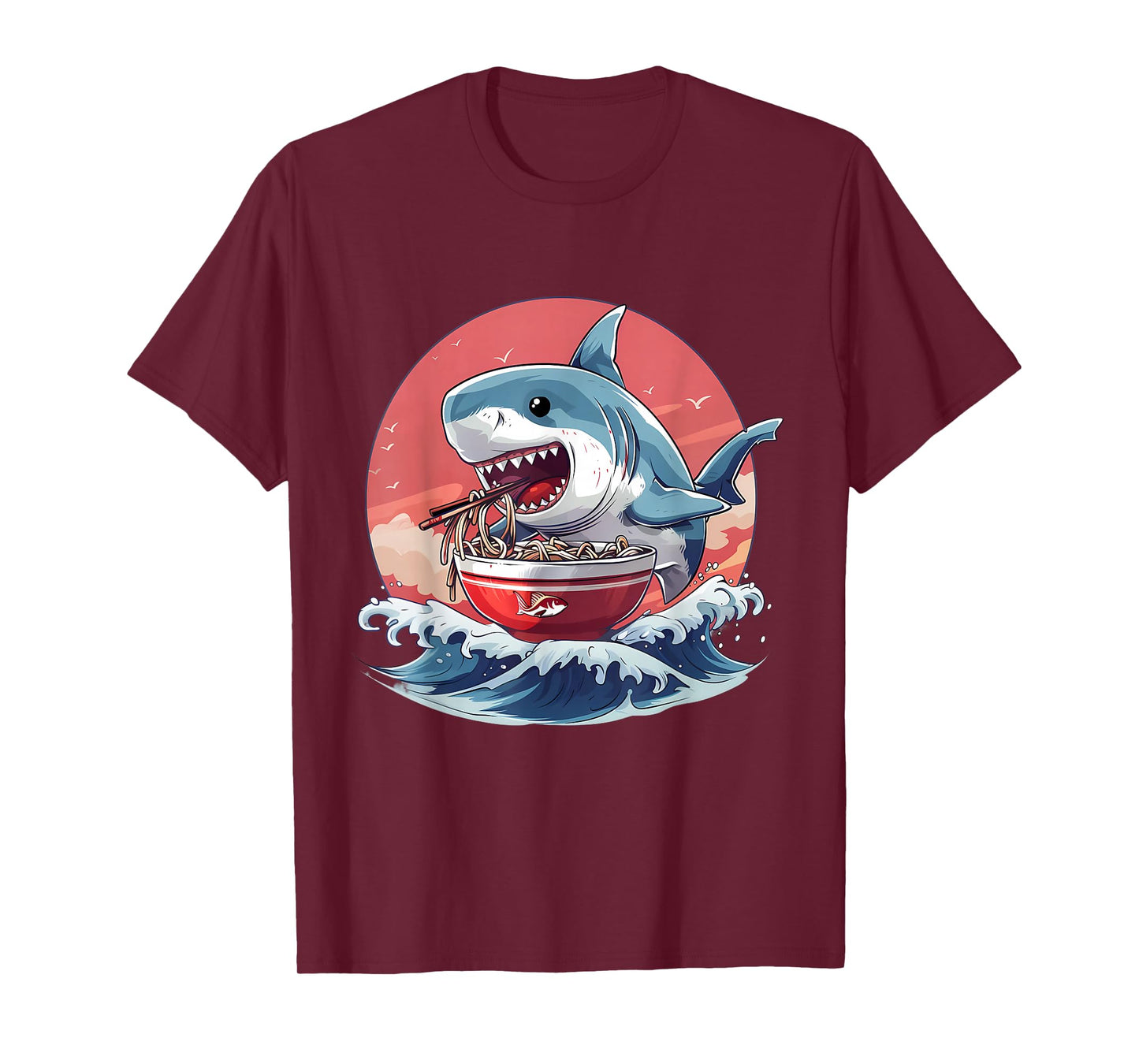 Sea Animal Japanese Noodles Shark Eating Ramen Noodles T-Shirt