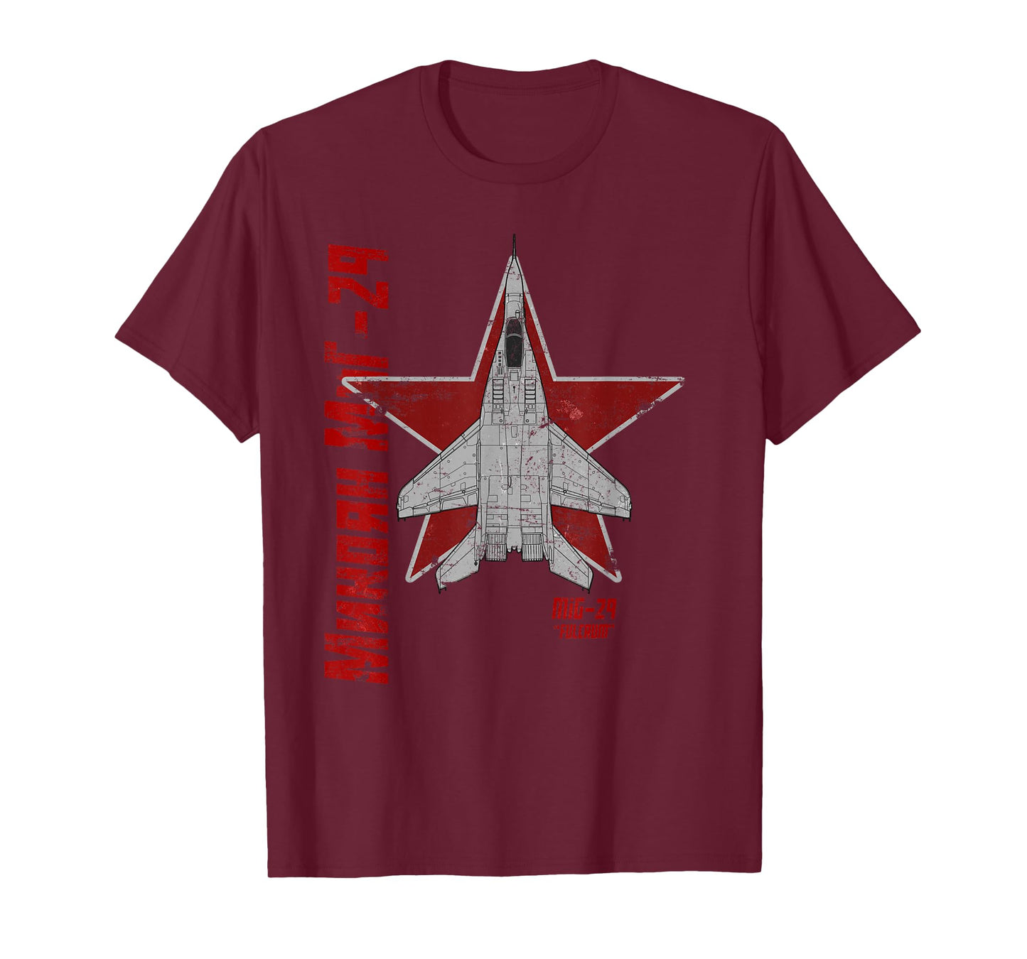MiG-29 Fulcrum Soviet Cold War Jet Airplane Vintage Cyrillic T-Shirt