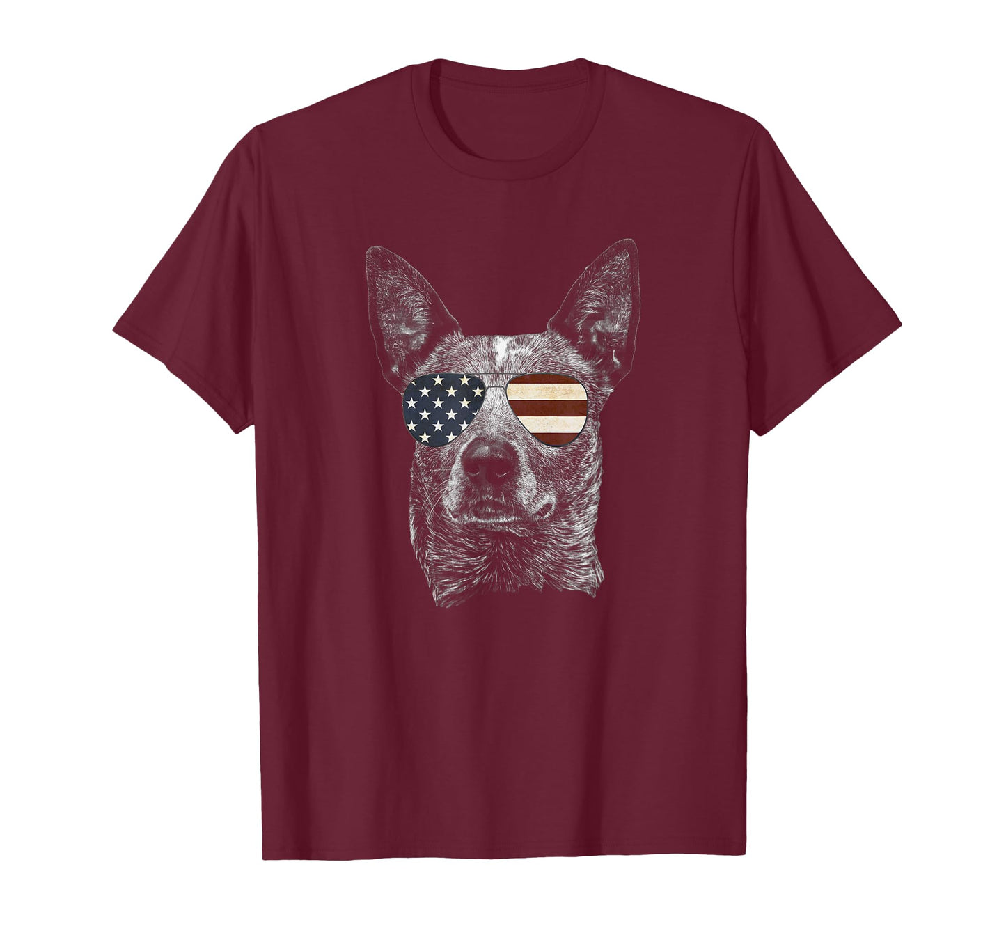 Australian Cattle Dog USA Flag Funny Cute Women Heeler T-Shirt