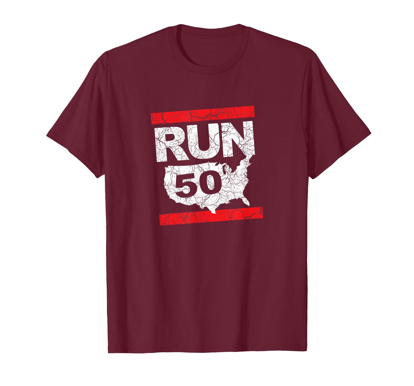 RUN 50 States Marathon Fanatic Runner Running Inspired T-Shirt