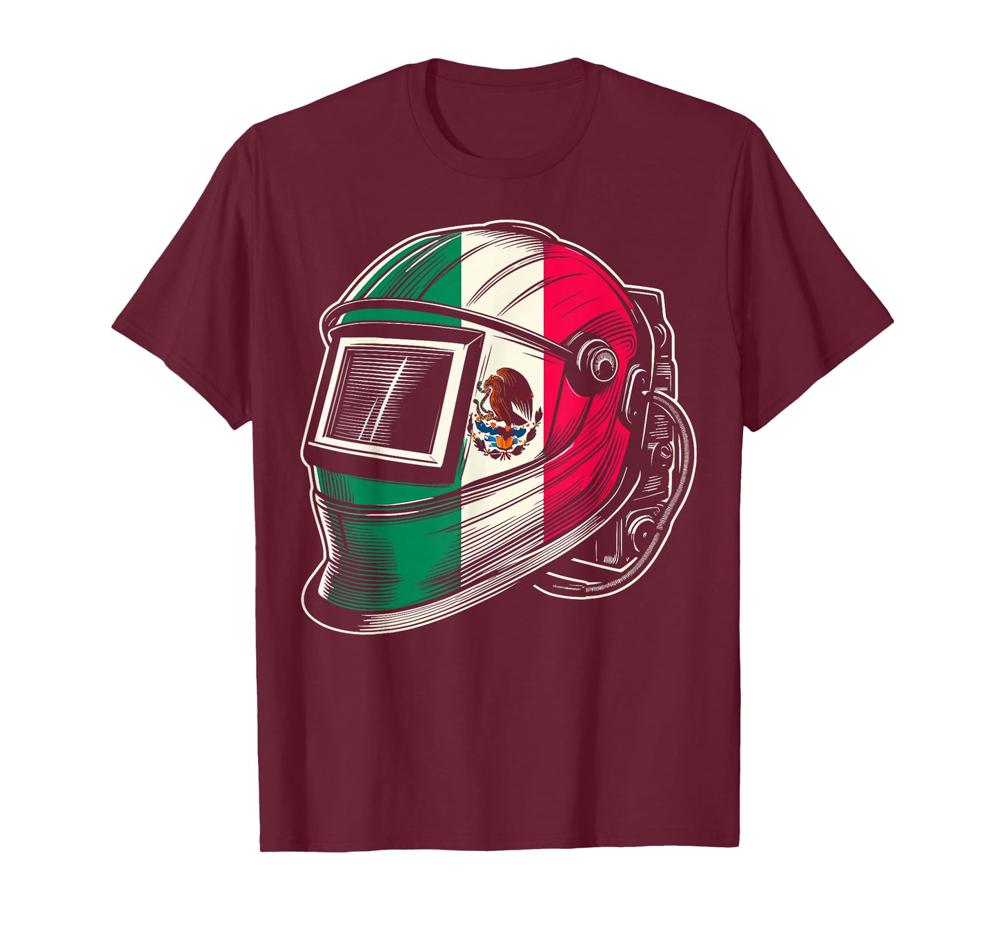 Mexico Flag Pipeliner Welding Hood Distressed Welder T-Shirt