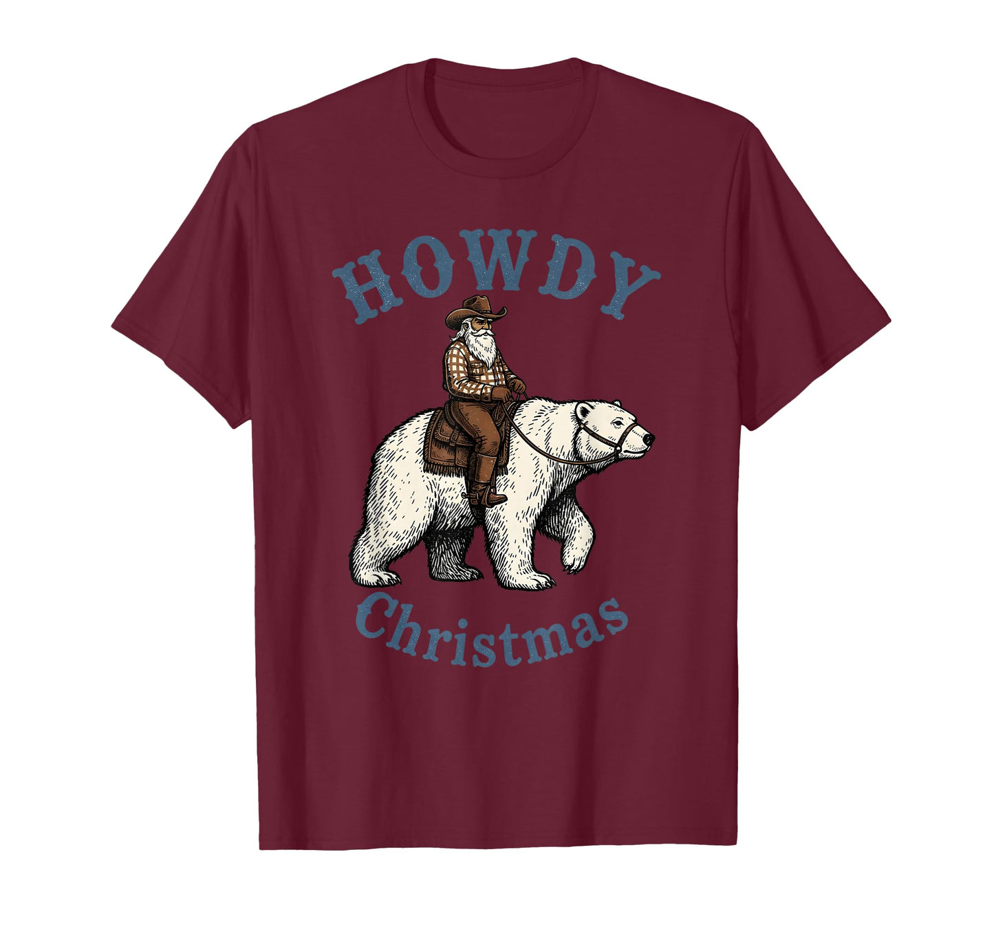 Howdy Christmas Cowboy Santa Riding Polar Bear Western T-Shirt