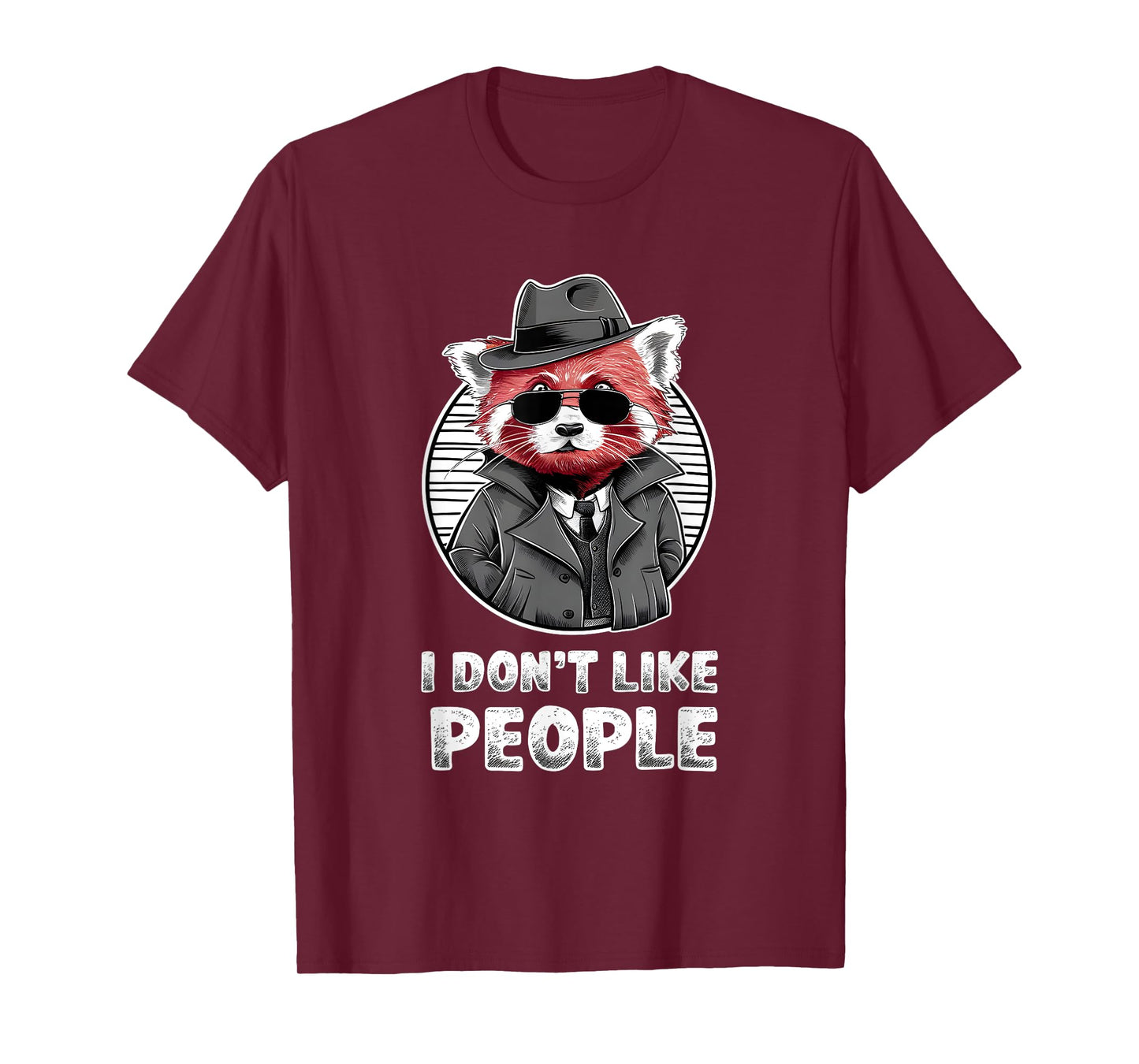 Red Panda Sunglasses Manga Anime Style "I Don't Like People" T-Shirt