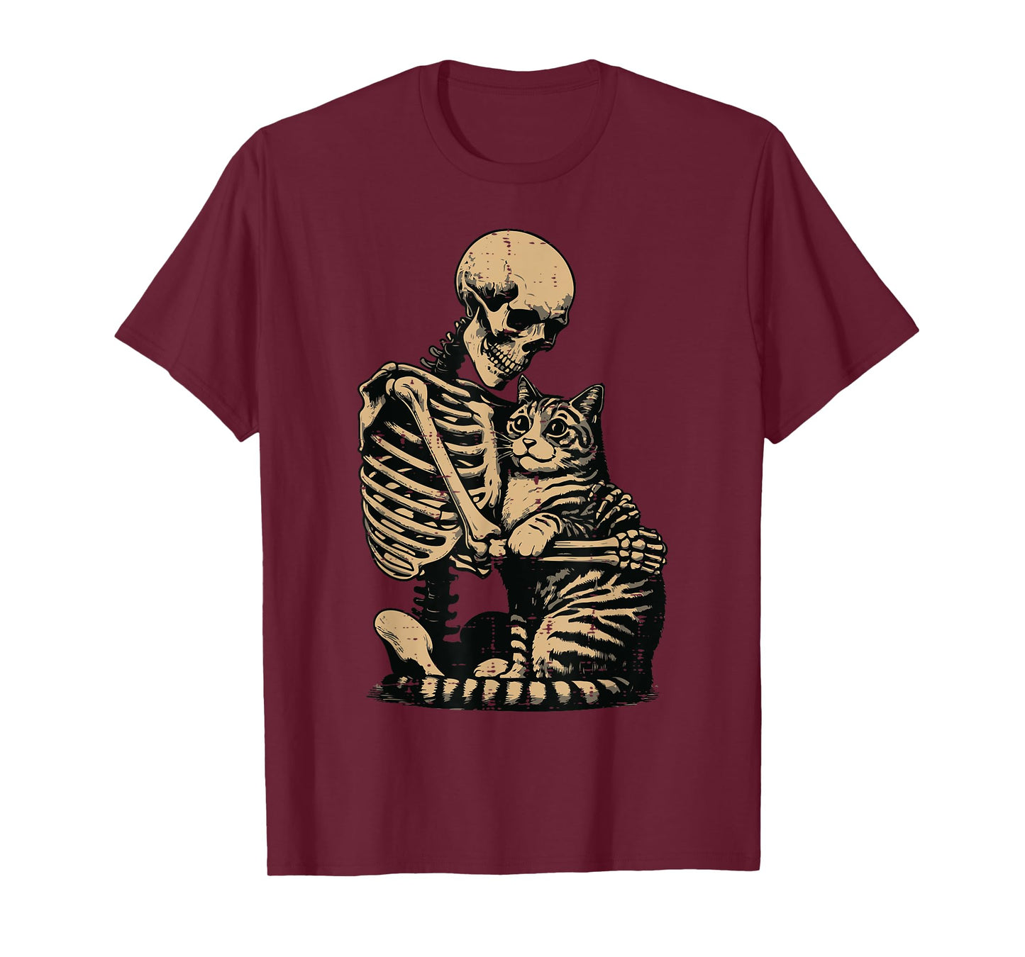 Halloween Skeleton Hugging Cat Scary Costume Men Women Kids T-Shirt