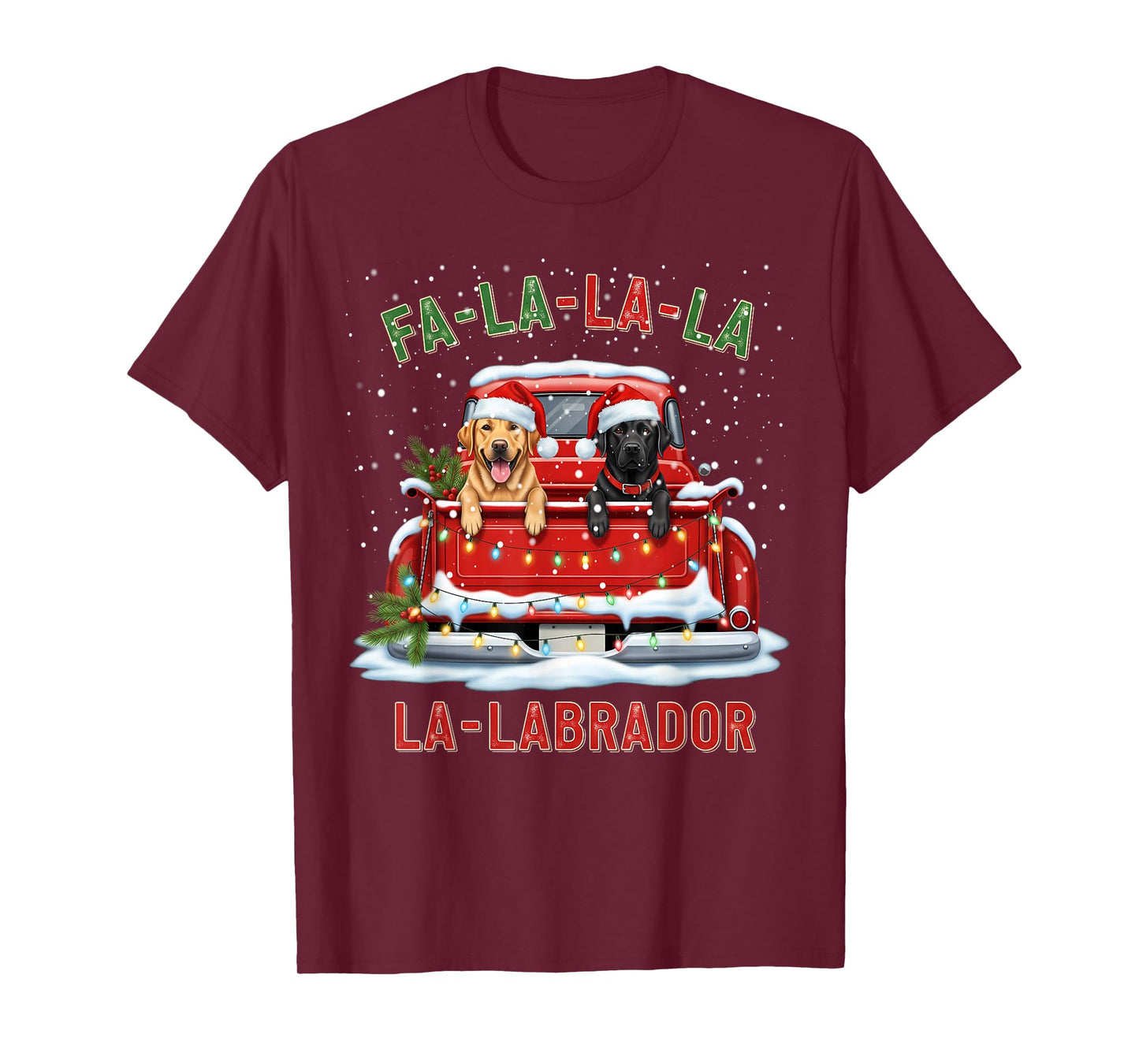 FA La La La Labrador Black Lab Christmas Dog Red Truck Xmas T-Shirt