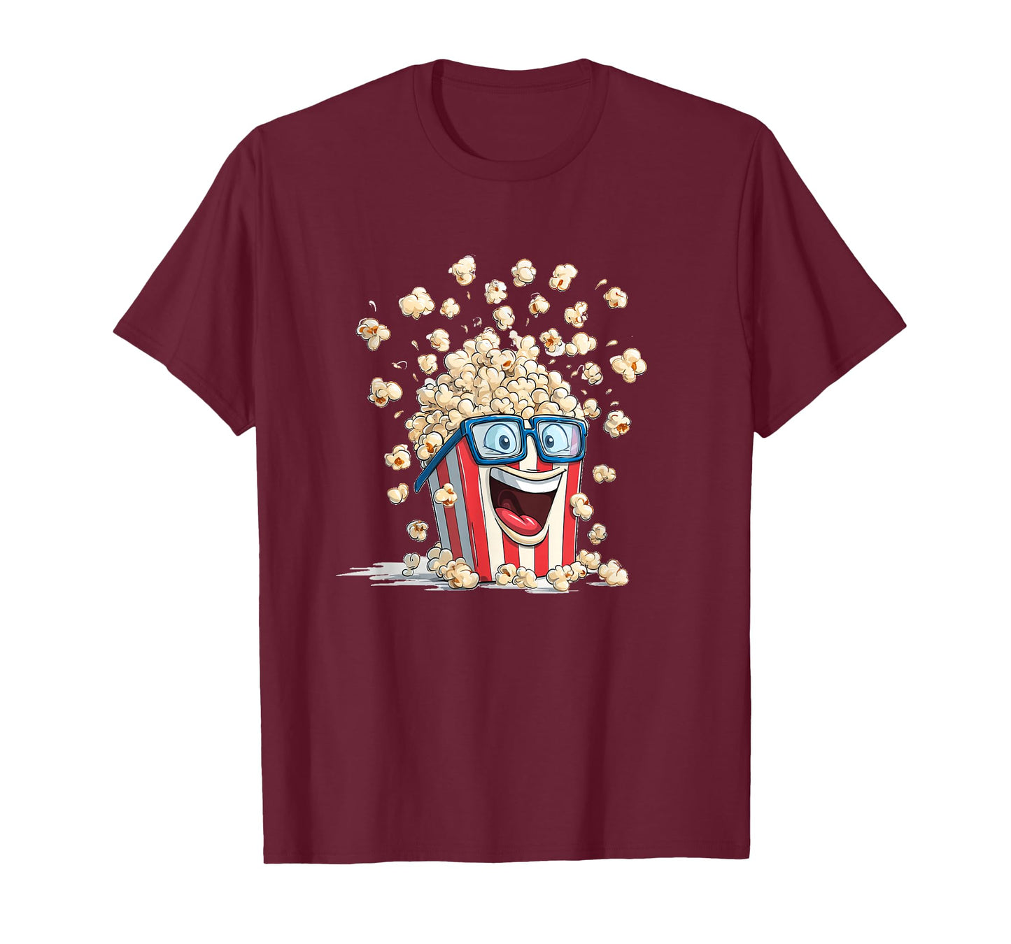 Laughing Popcorn with Glasses for Cinema and Movie Nights T-Shirt