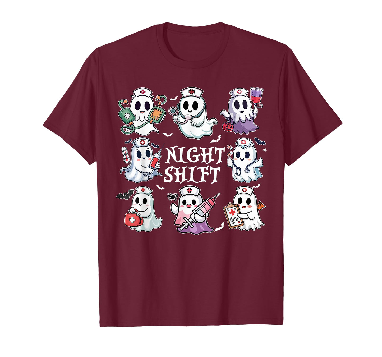 Funny Nurse Ghost Night Shift Halloween Nursing T-Shirt