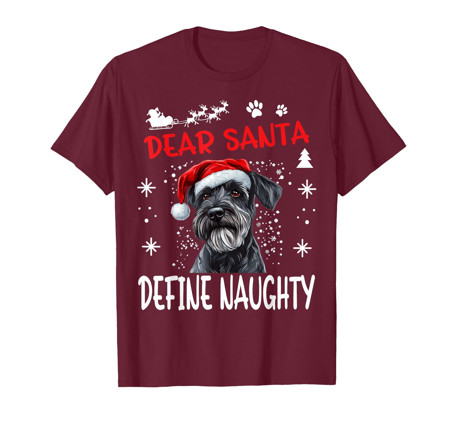 Cute Standard Schnauzer Dog Christmas Dear Santa Define T-Shirt