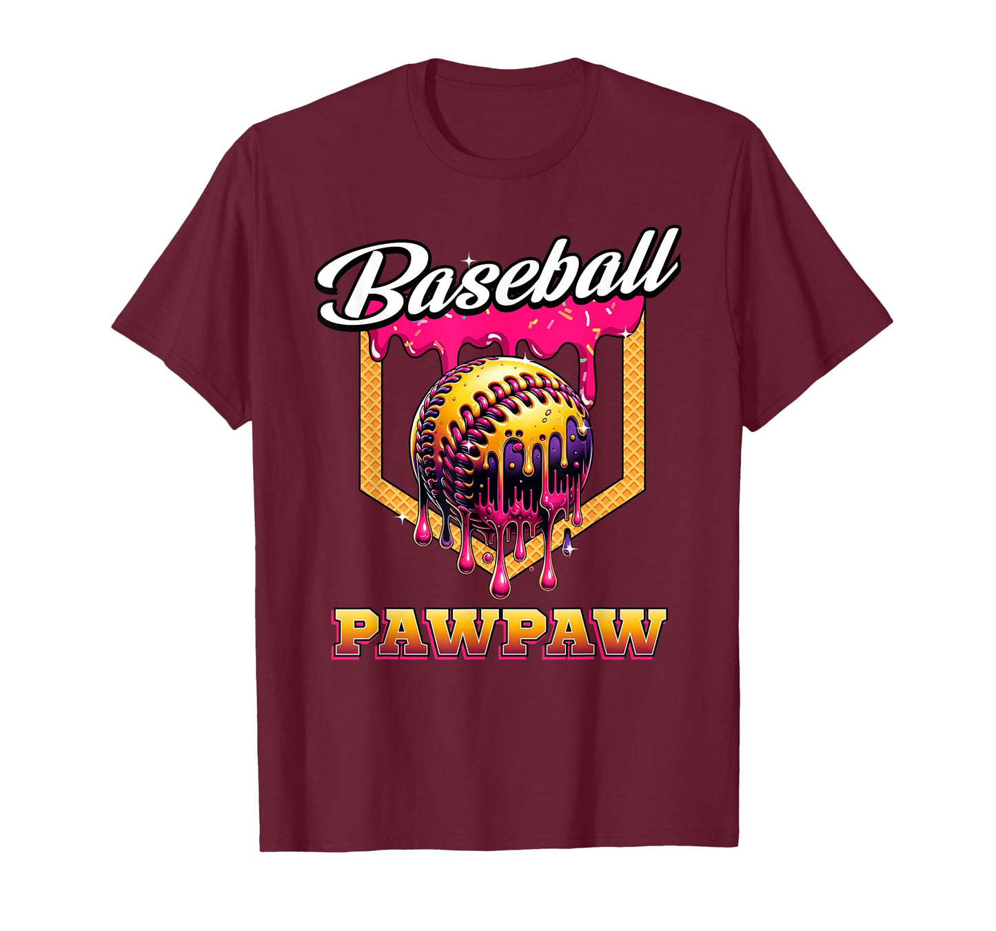 Baseball Pawpaw Ice Cream Drip Home Plate Dripping T-Shirt
