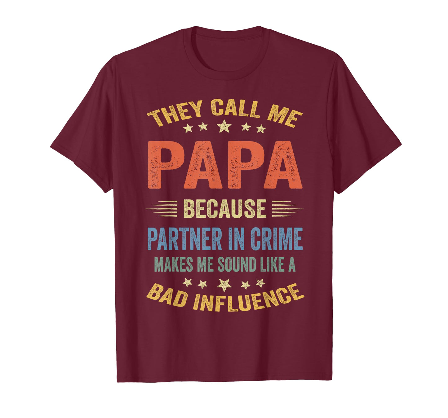 Funny Grandpa Shirts, Papa Partner In Crime Dad T-Shirt