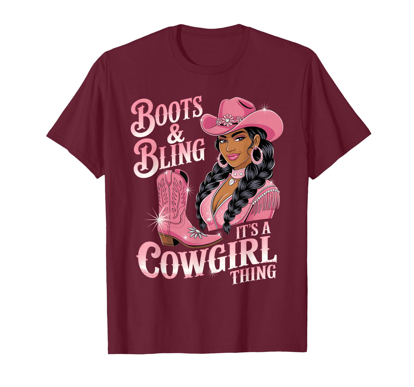 Boots And Bling It's A Cowgirl Thing Melanin Black Cowgirl T-Shirt