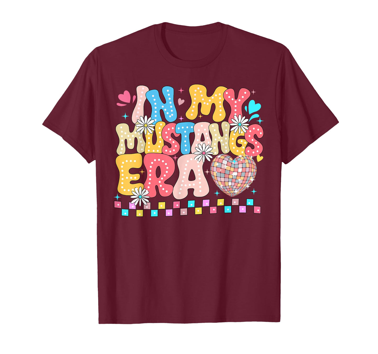 in My Mustangs Era Back to School Spirit Game Retro Groovy T-Shirt