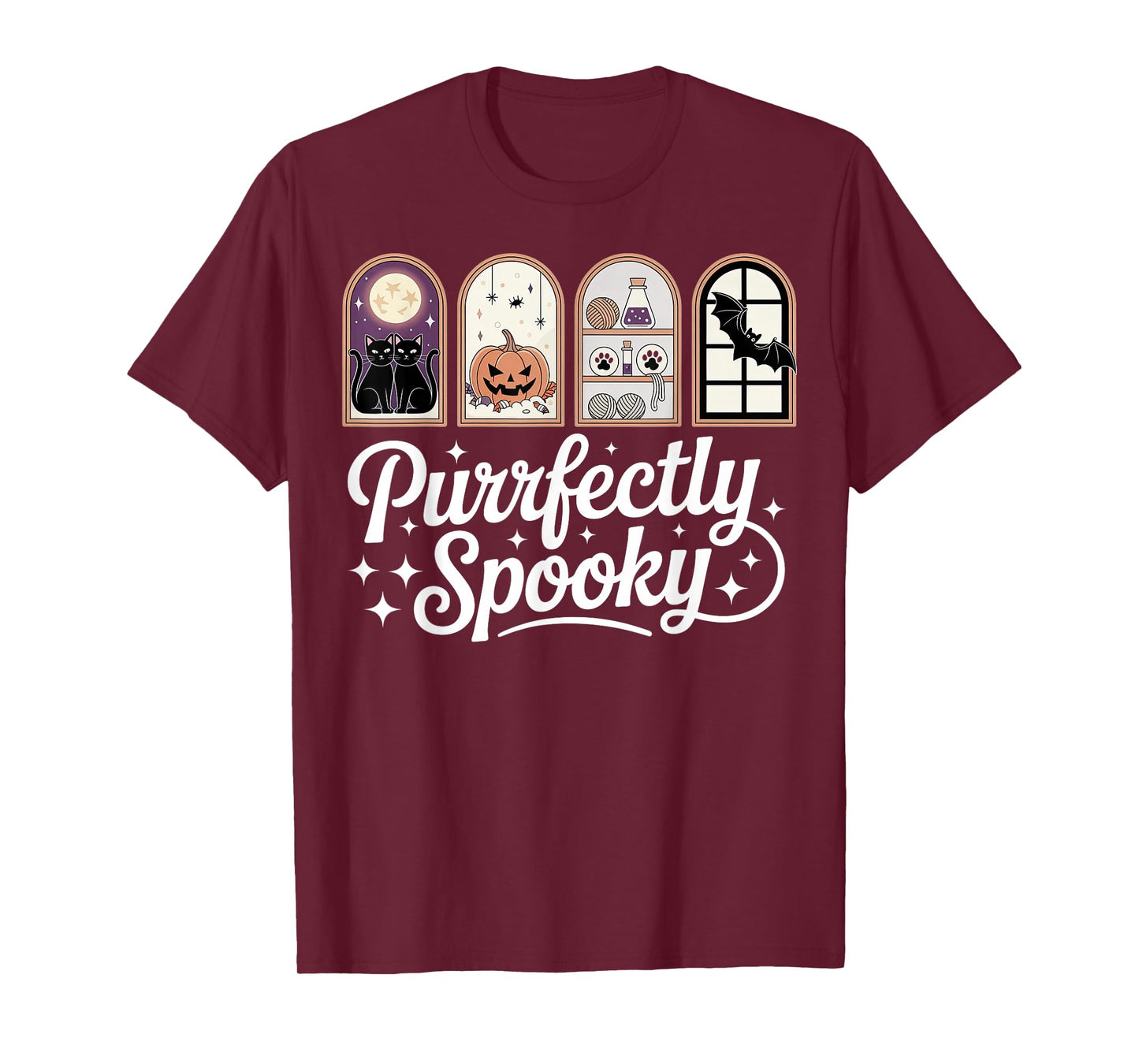 Retro Cat Lady Cute Victorian Halloween Purrfectly Spooky T-Shirt