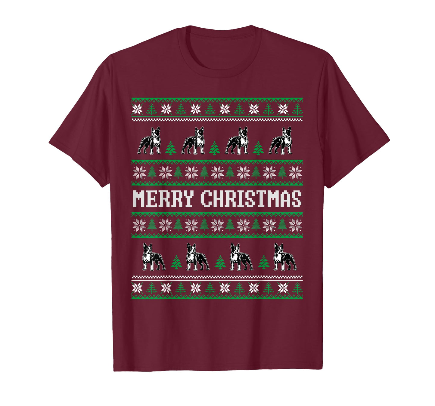 Ugly Sweater Boston Terrier Dog Christmas Dog Lover Xmas Men Women Kids T-Shirt