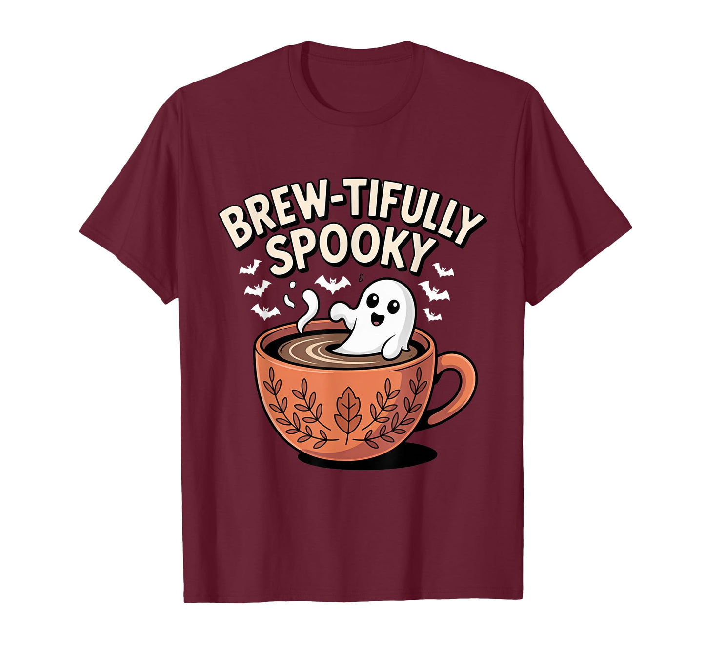 Brew-tifully Haunted Ghostly Coffee Halloween T-Shirt