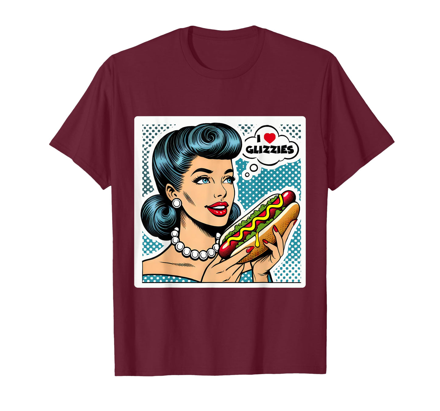 I Love Heart Big Glizzies Glizzy Gobbler Retro Pop Art Funny T-Shirt