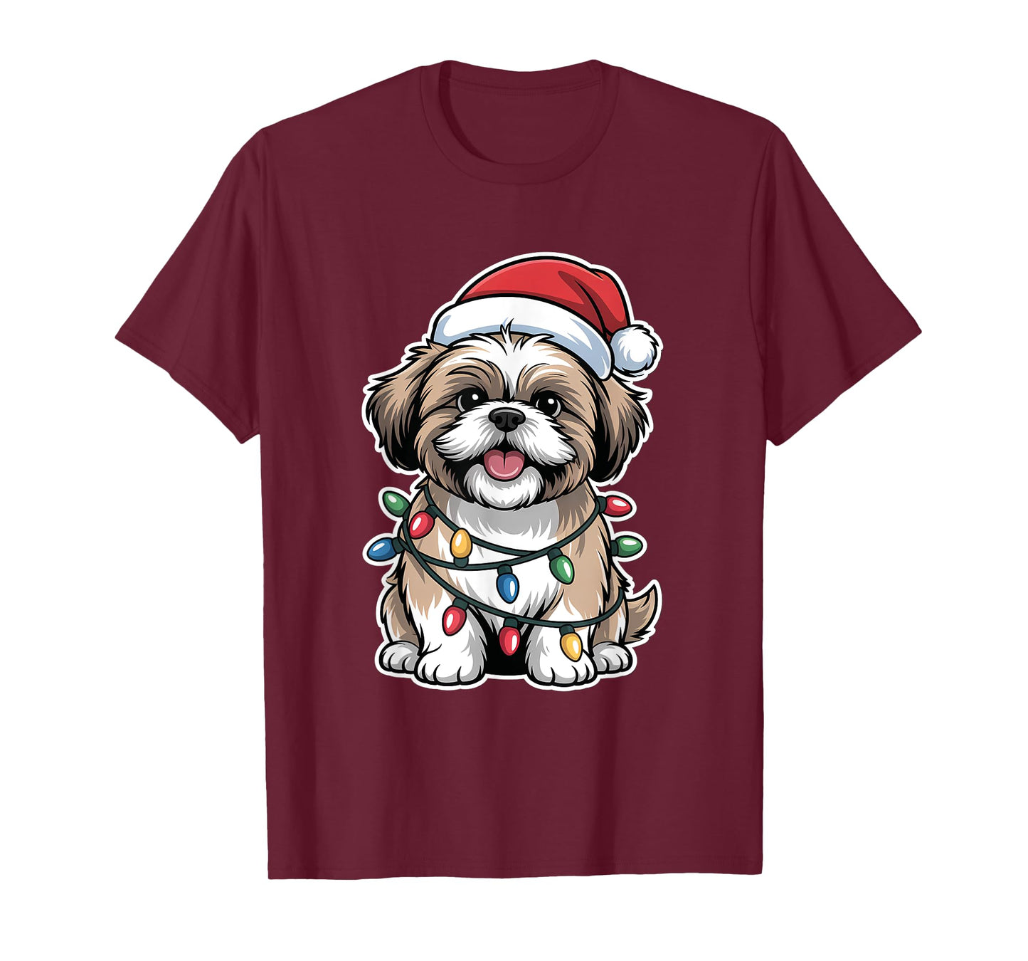 Shih Tzu Wrapped in Christmas Lights T-Shirt