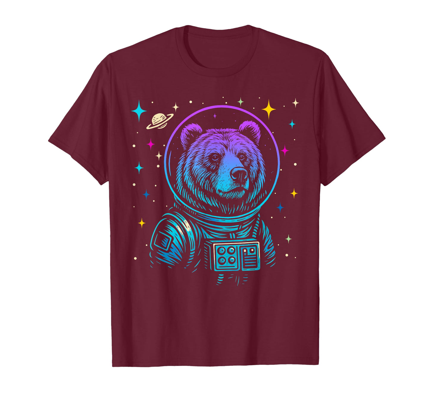 Colorful Astronaut Grizzly Bear Space Galaxy T-Shirt